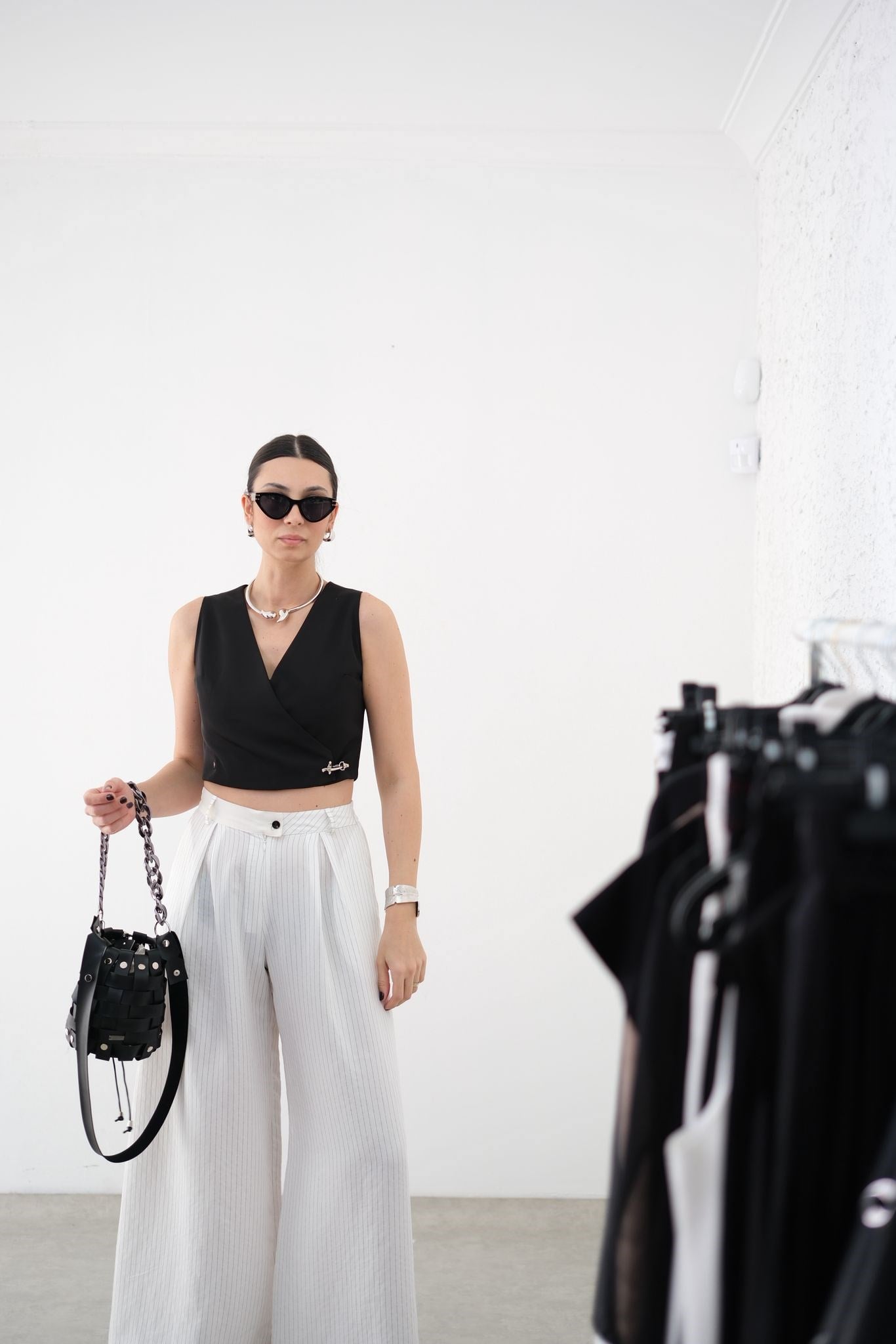 BLACK MUSE ÇİZGİLİ BEYAZ PANTOLON