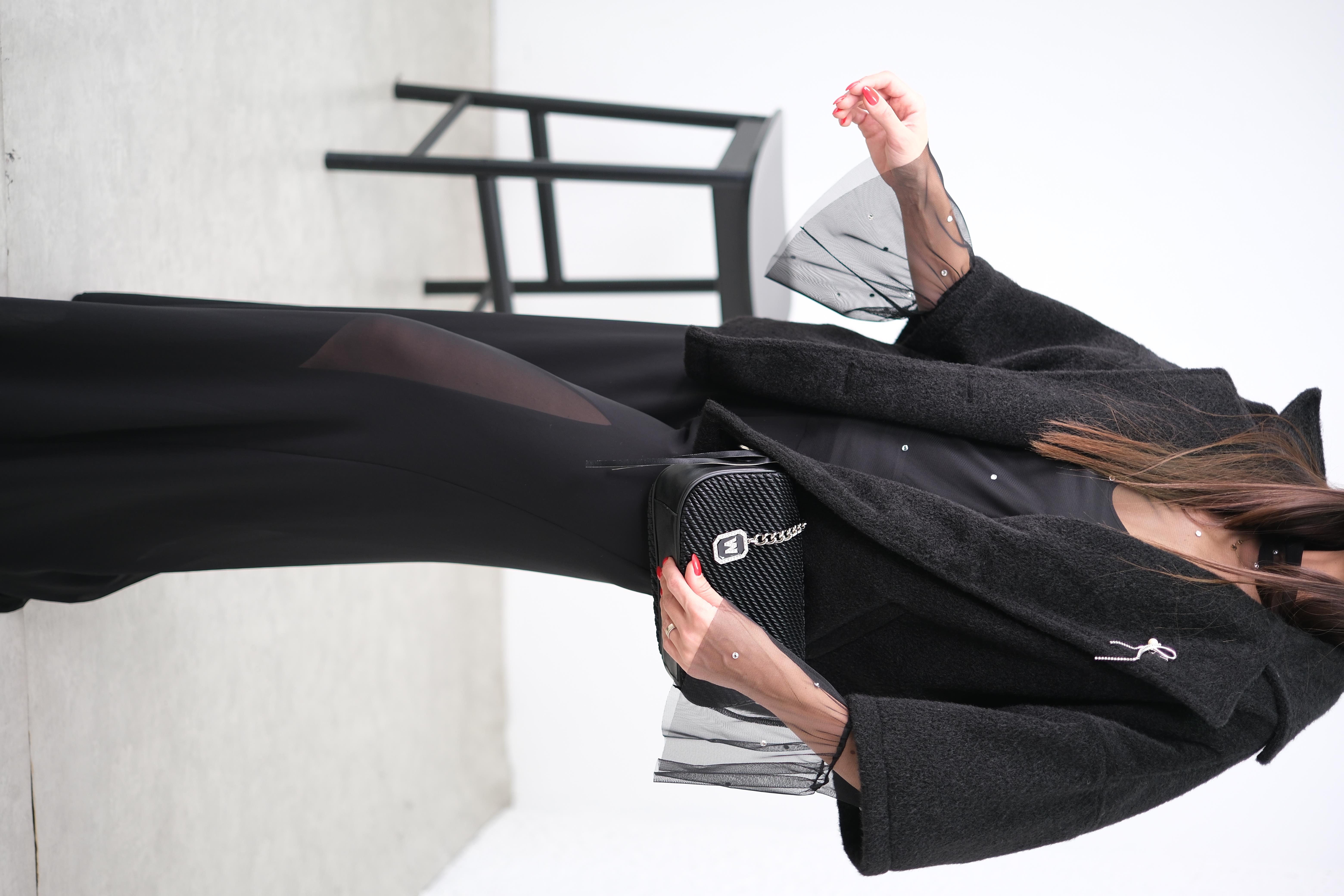 BRAVA SİYAH BROŞ DETAYLI CEKET