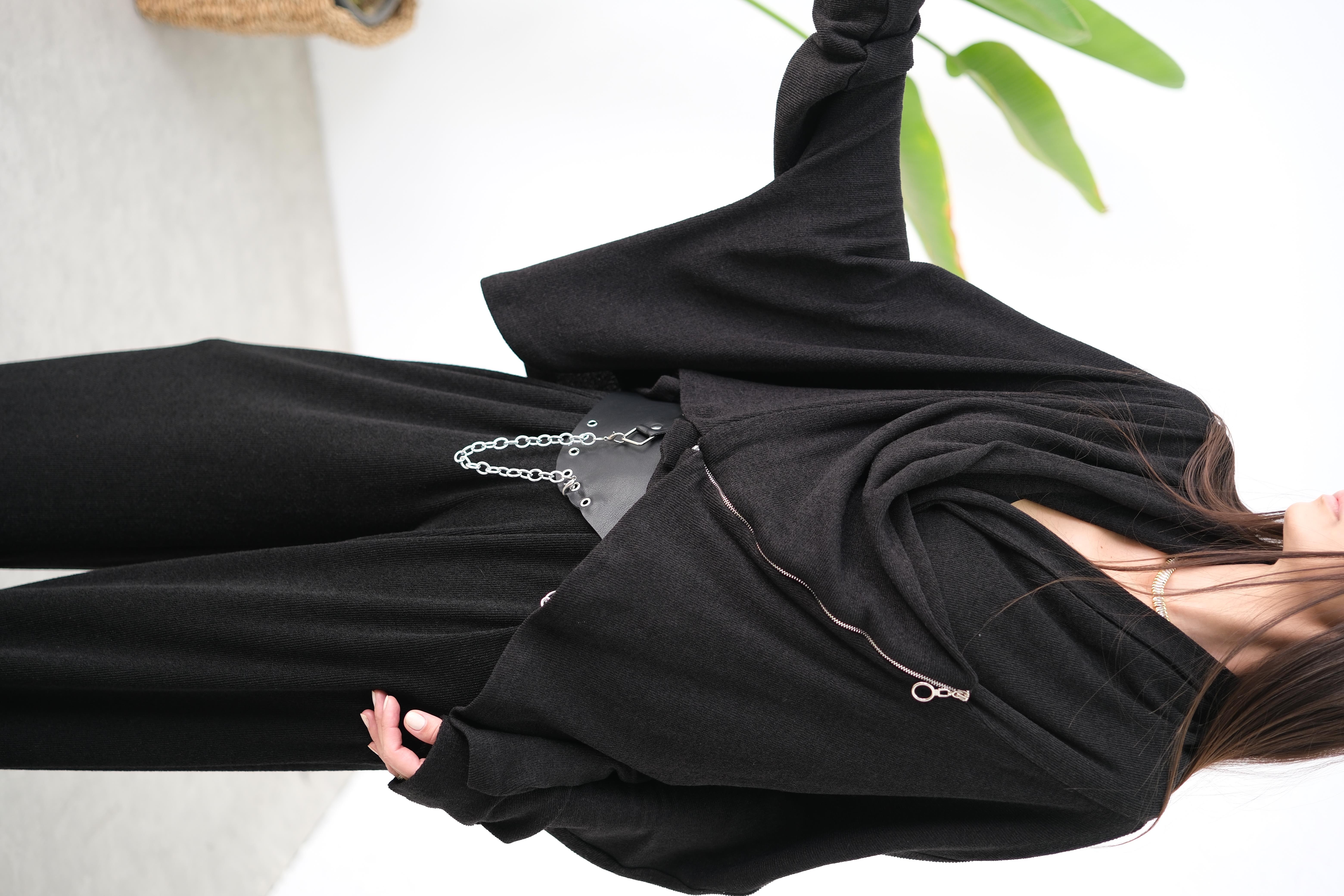 BRAVA SİYAH TRİKO BLUZ CEKET