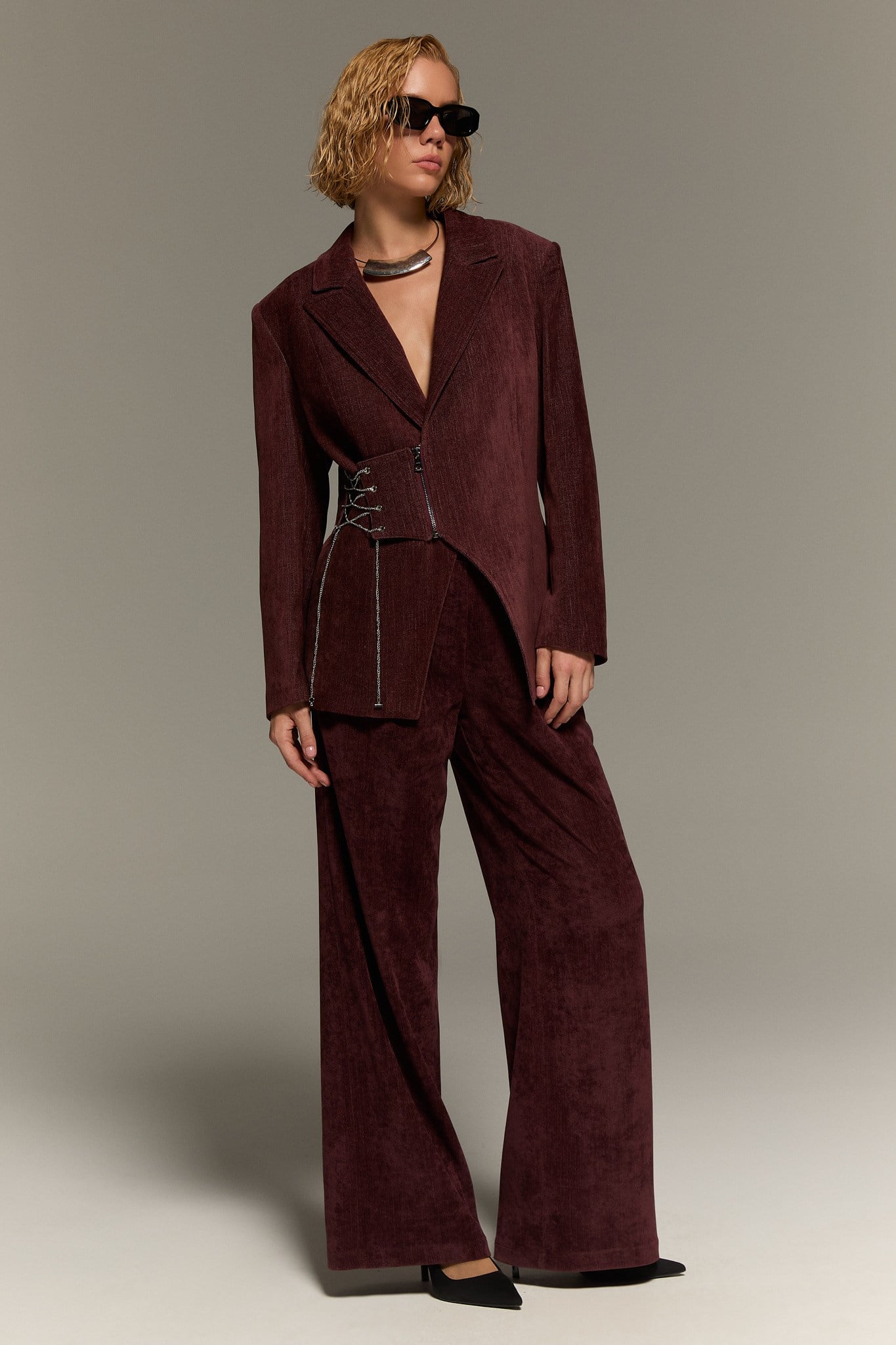 BURN AMBER KADİFE BORDO CEKET