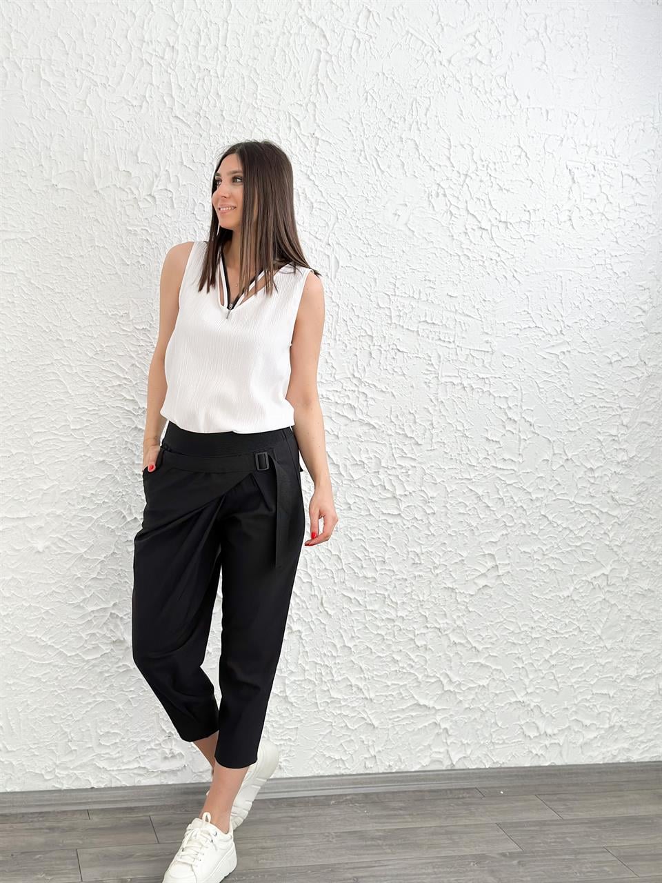 CHECK SİYAH TASARIM PANTOLON