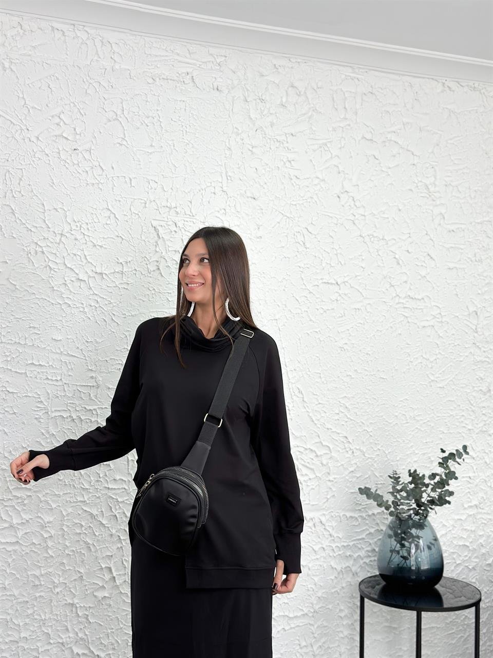 DESTİN SİYAH TASARIM SWEATSHIRT