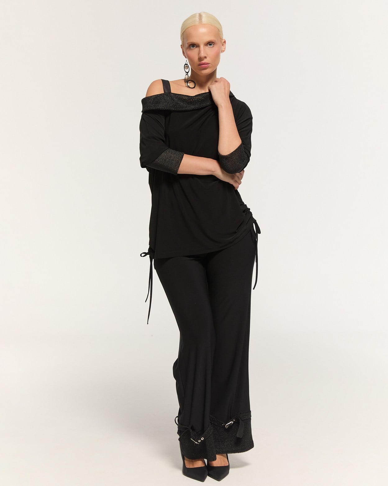DRİFT MESH FİLE DETAYLI SİYAH PANTOLON