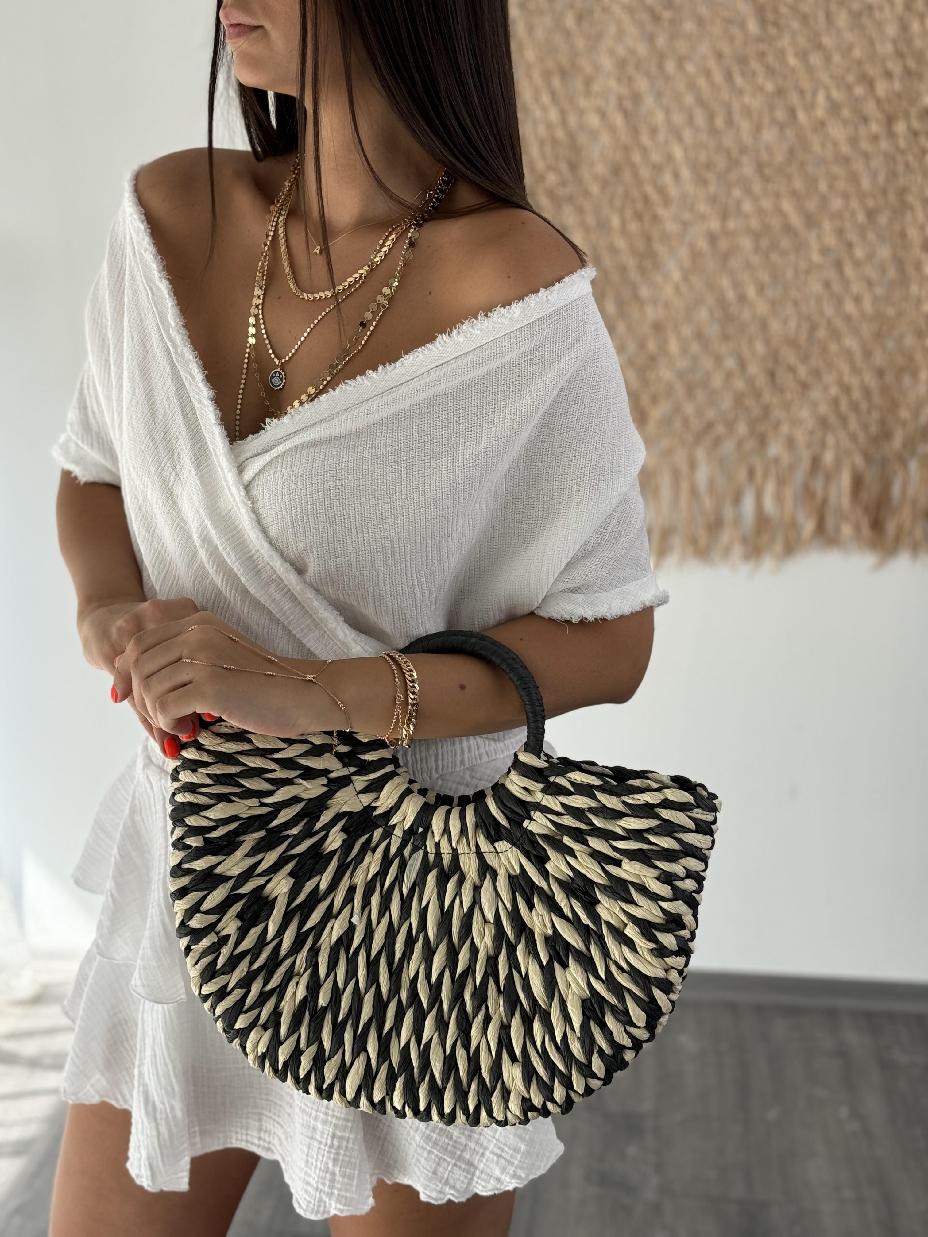 EMA ÇİZGİLİ HASIR ÇANTA