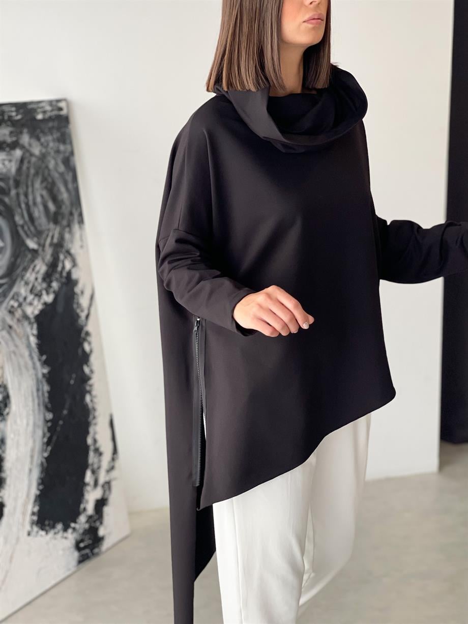GİGİNA SİYAH TASARIM SWEATSHIRT
