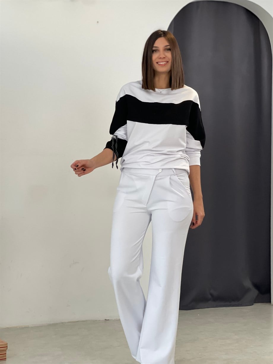 GRASSE BEYAZ TASARIM PANTOLON