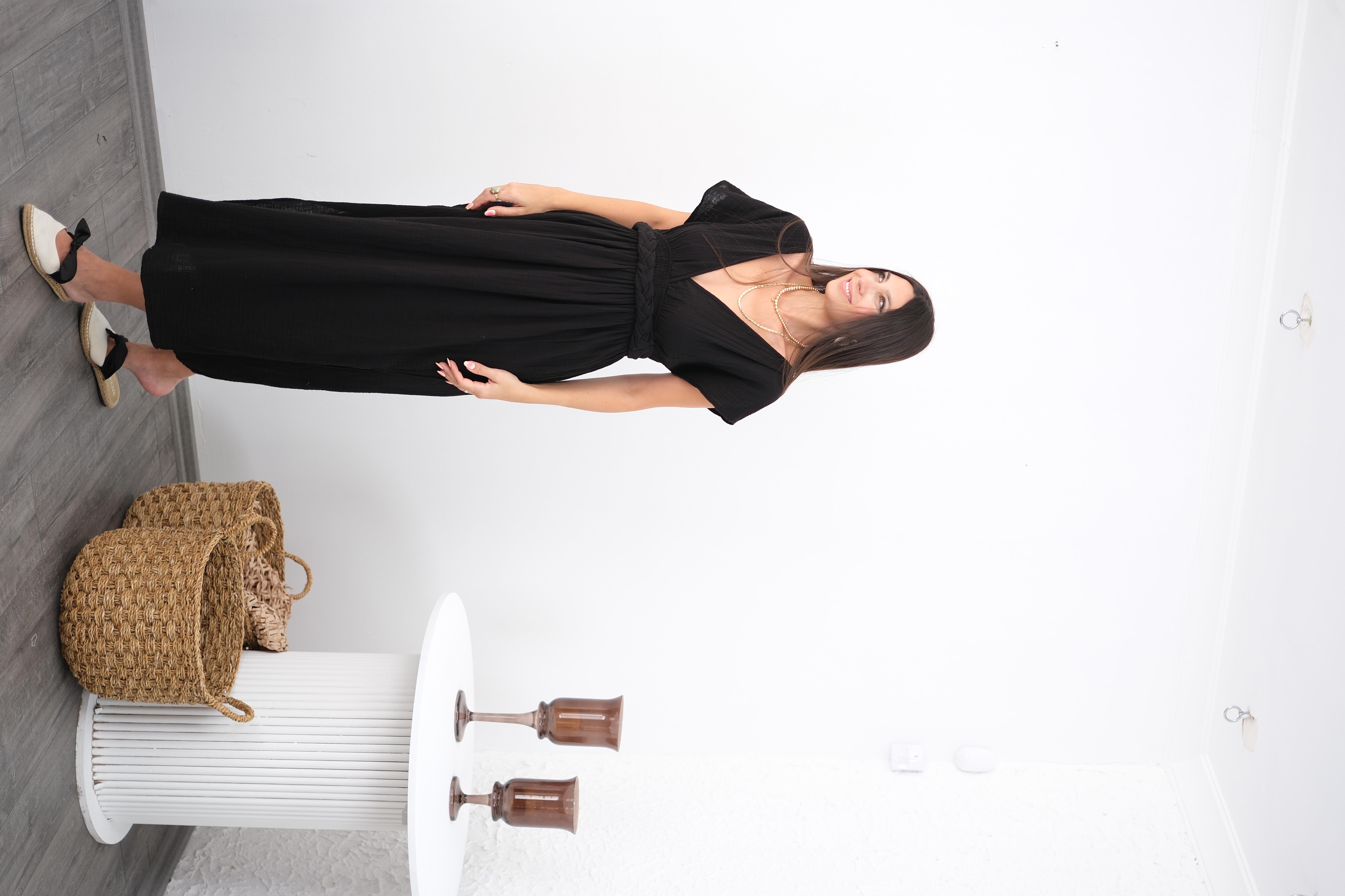 HELEN SİYAH MÜSLİN ELBİSE