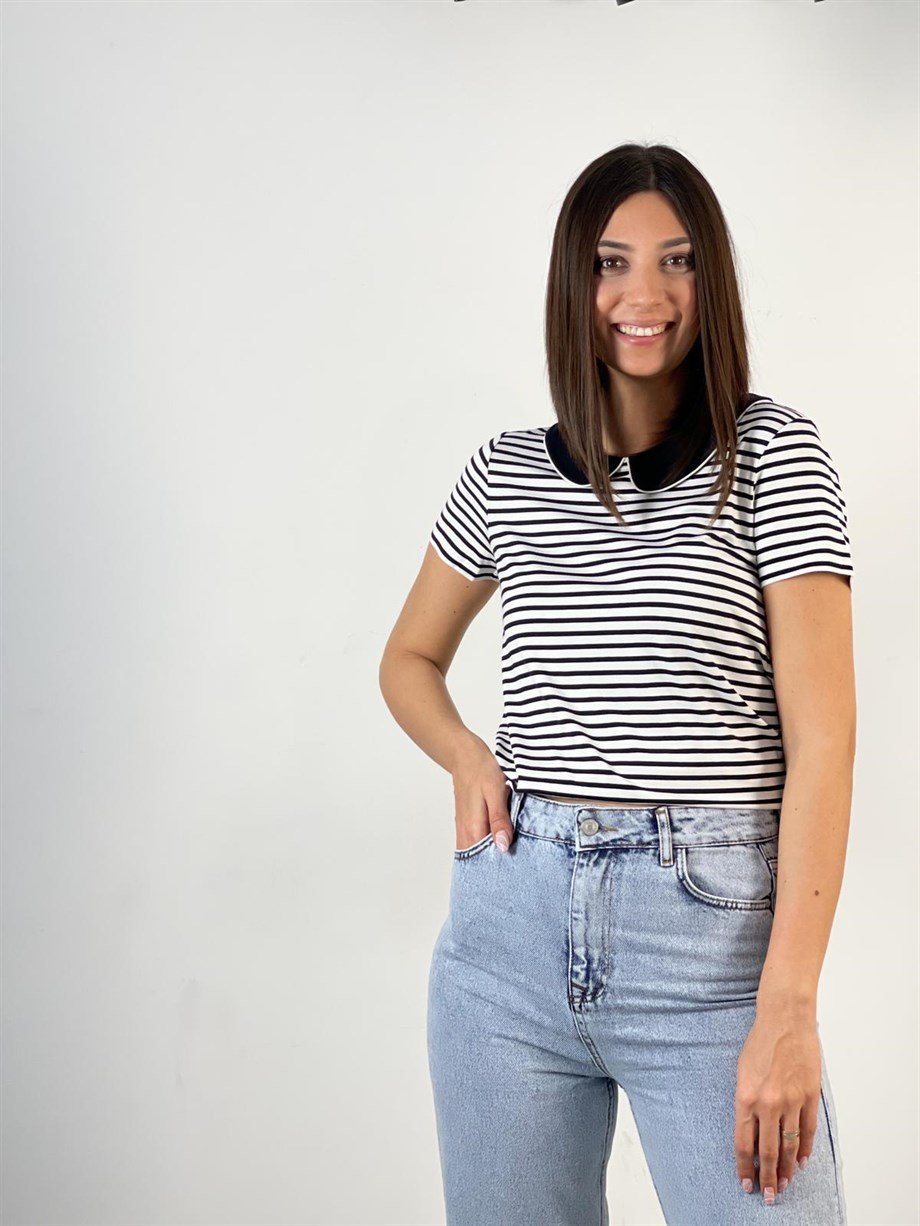 HOPPS ÇİZGİLİ BEBE YAKA BLUZ