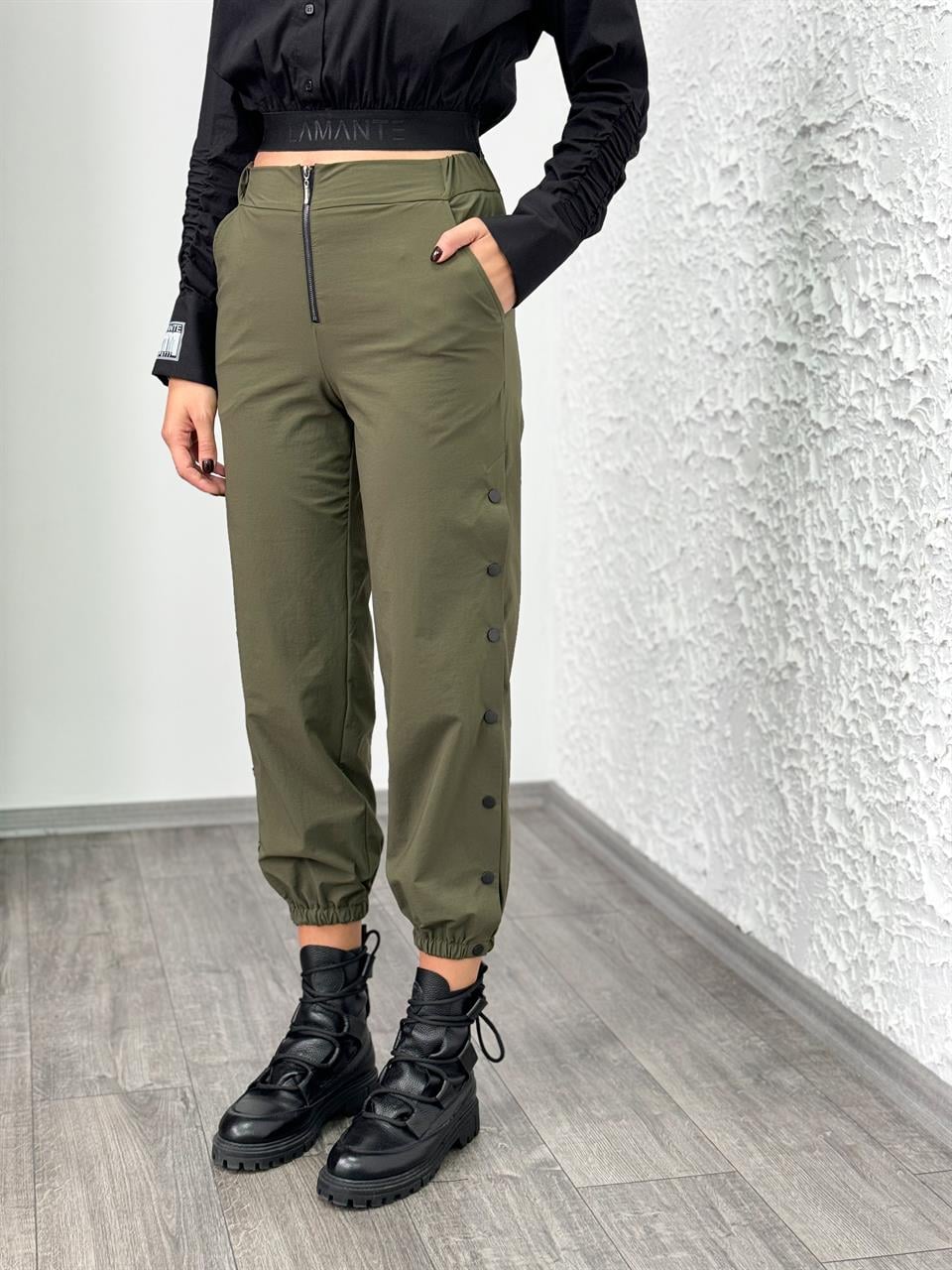KUVARS HAKİ ÇITÇITLI PANTOLON
