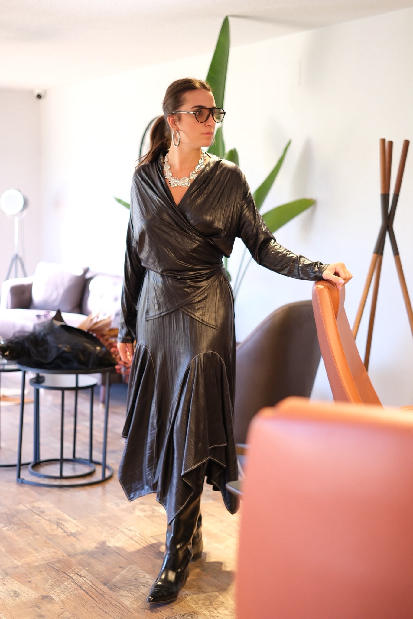 LOFT MUSE SİYAH DERİ ETEK