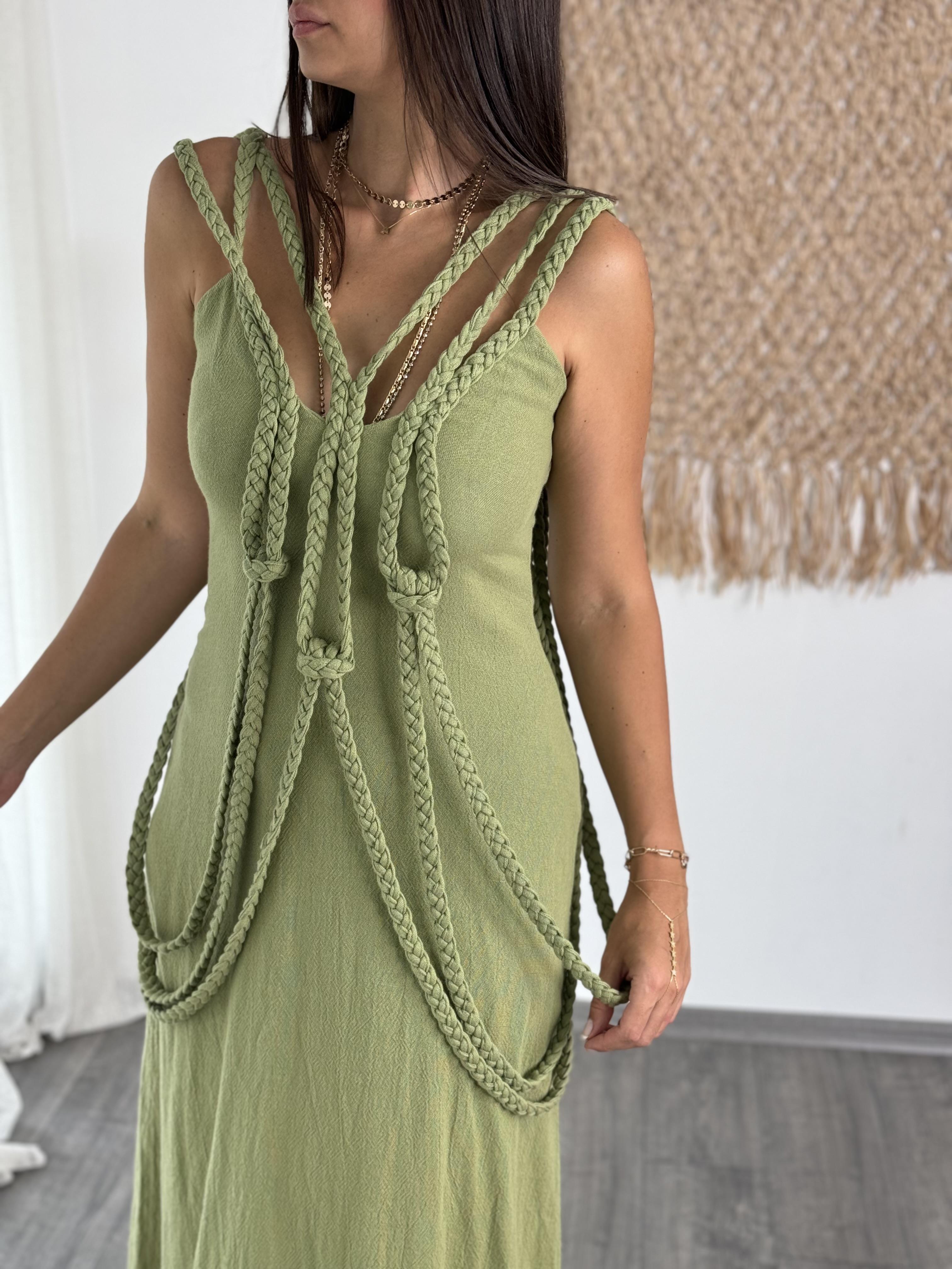 LUVİ SAGE GREEN TASARIM ELBİSE