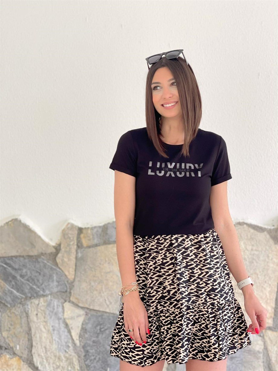 LUXURY SİYAH BASKILI TİŞÖRT