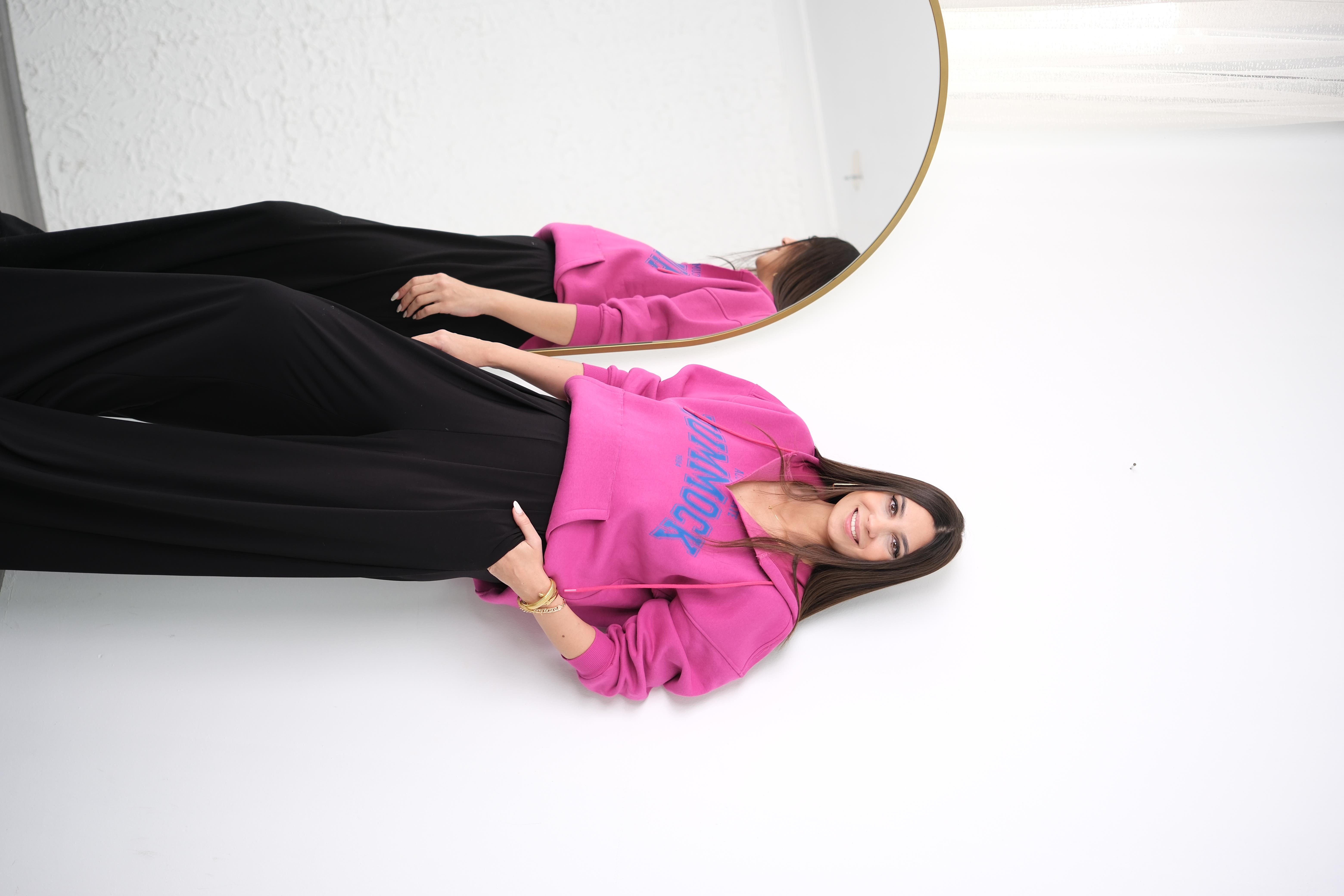 MADEN BASKI DETAYLI PEMBE SWEAT