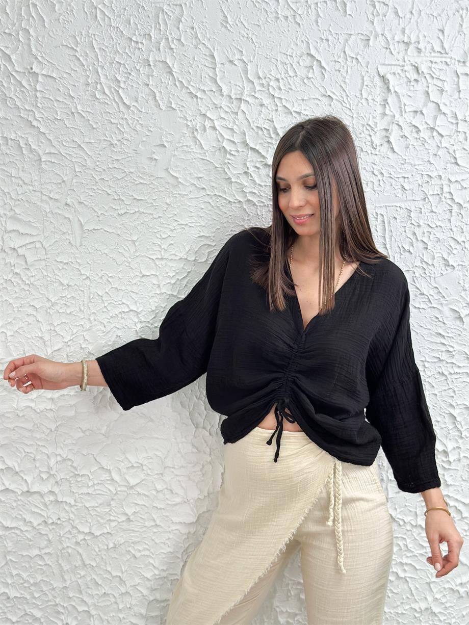 MATİLDA SİYAH MÜSLİN BLUZ
