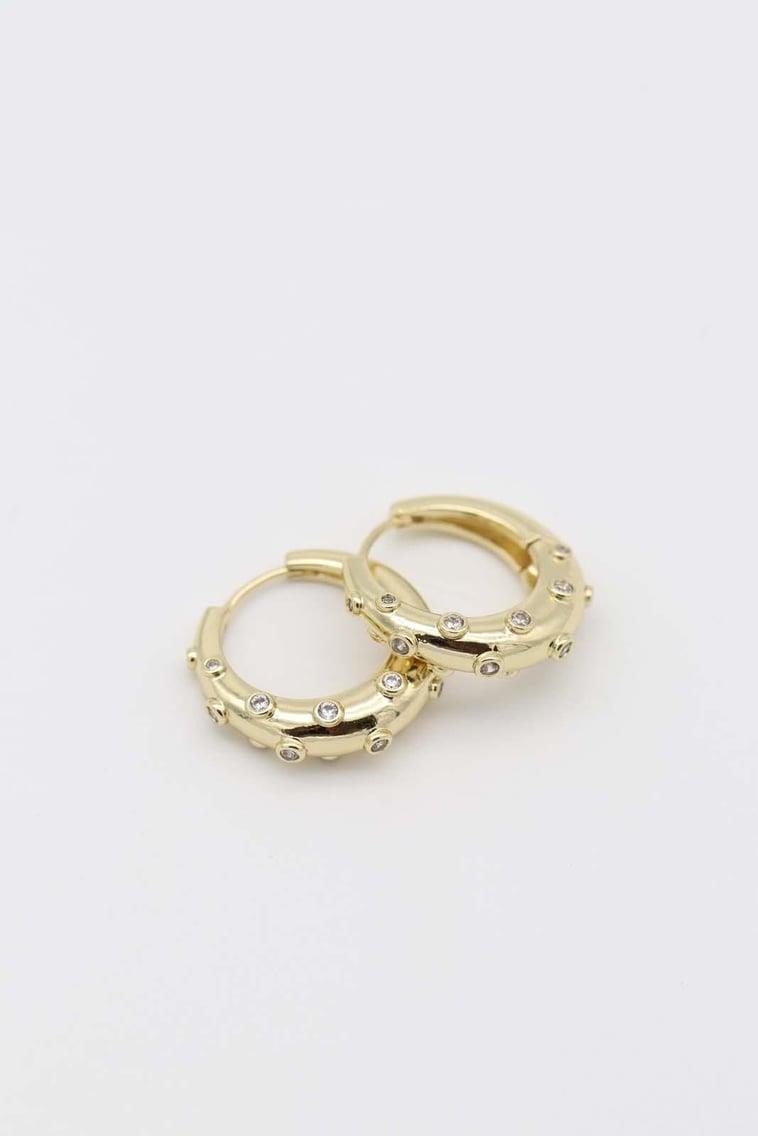 MİREL TAŞ DETAYLI HALKA KÜPE