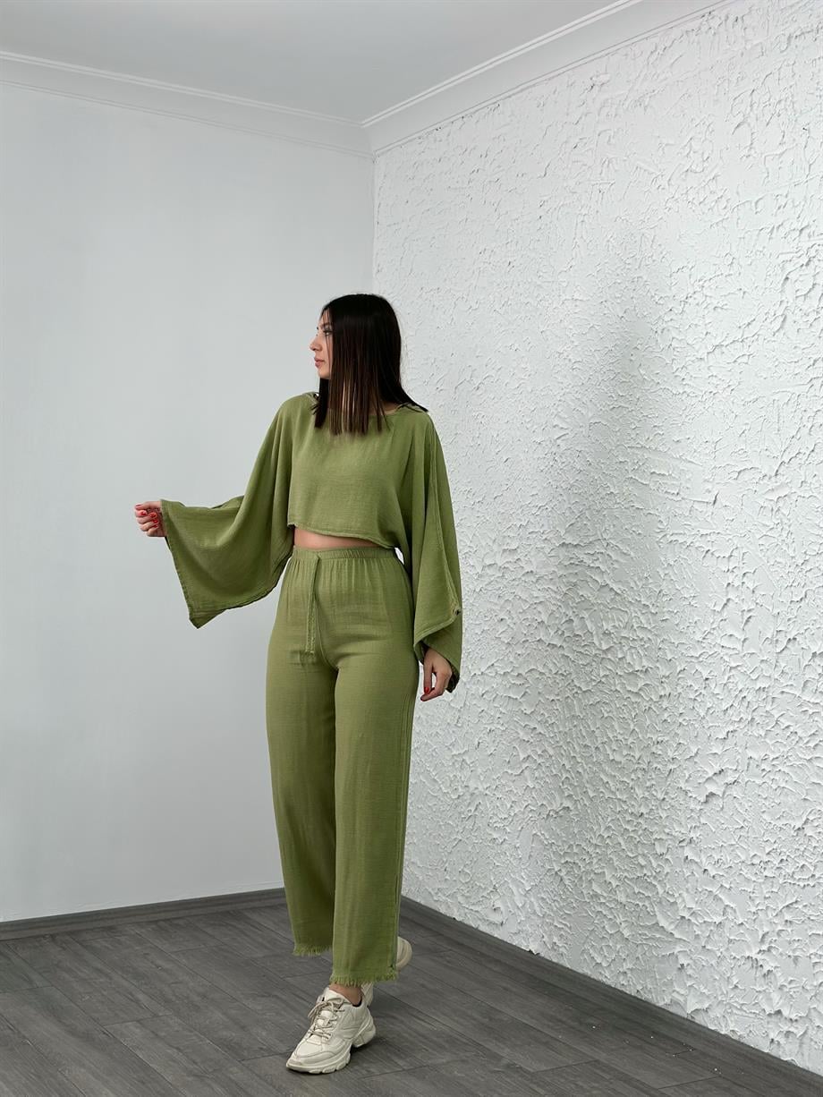 NATURAL SAGE GREEN PANTOLON