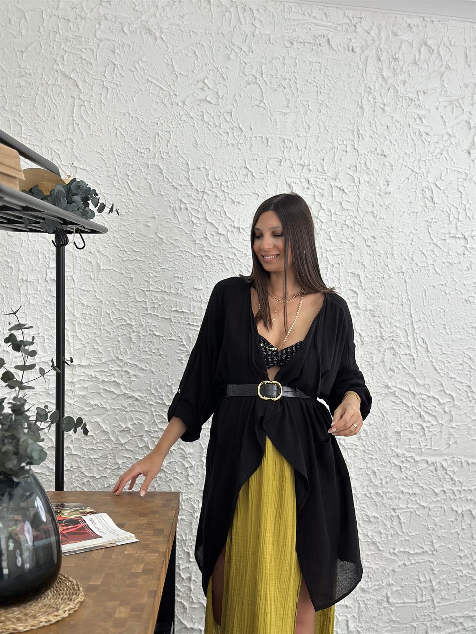 NATURAL SİYAH KAFTAN