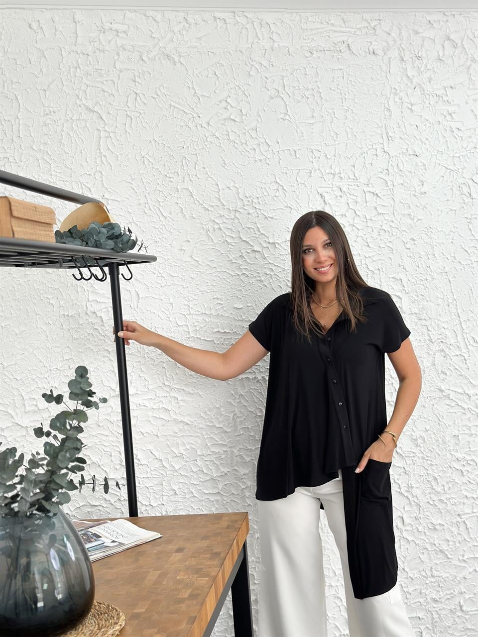 NEW YORK SİYAH GÖMLEK BLUZ