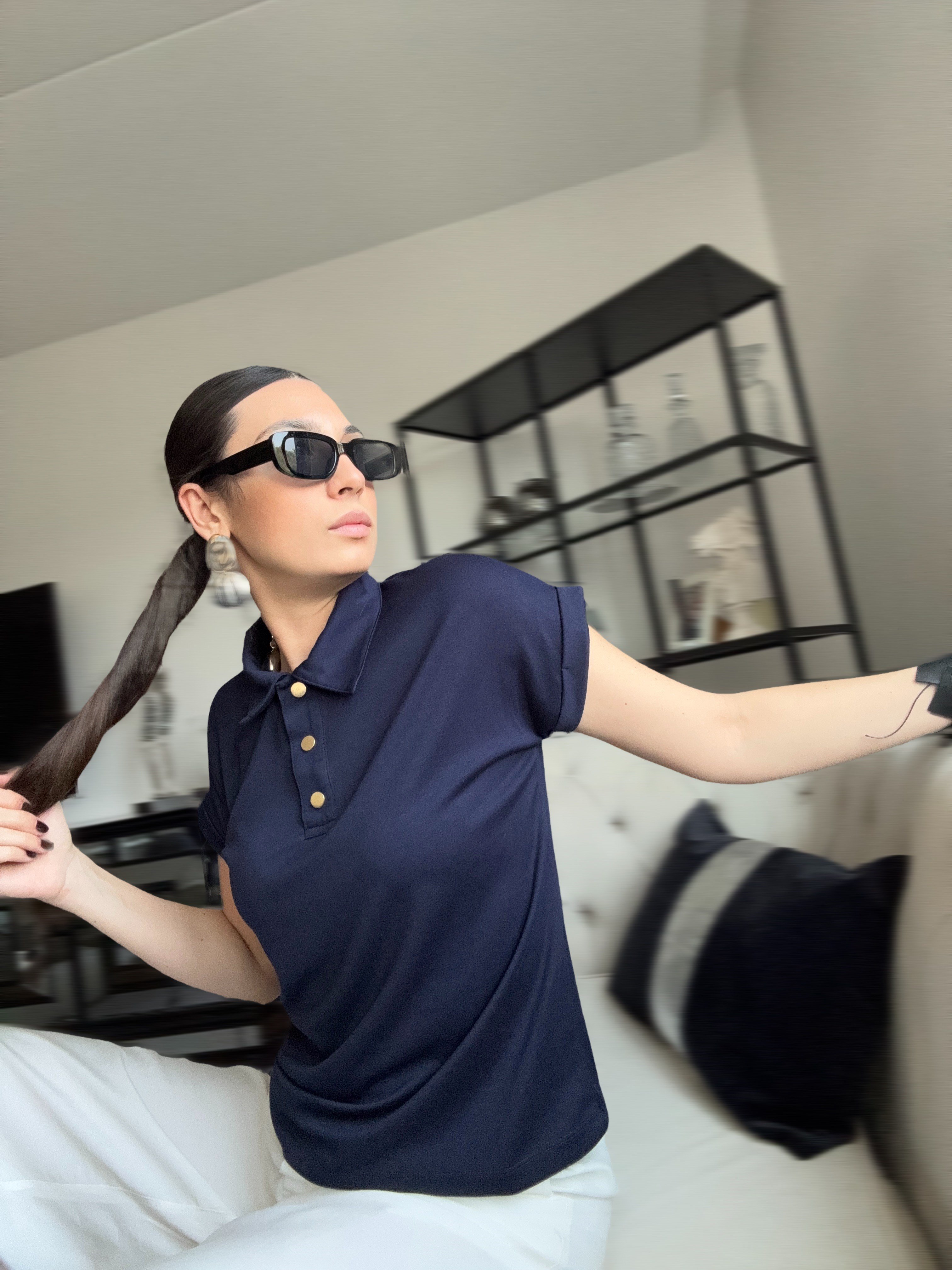 NOCHİ POLO YAKA LACİVERT TSHIRT