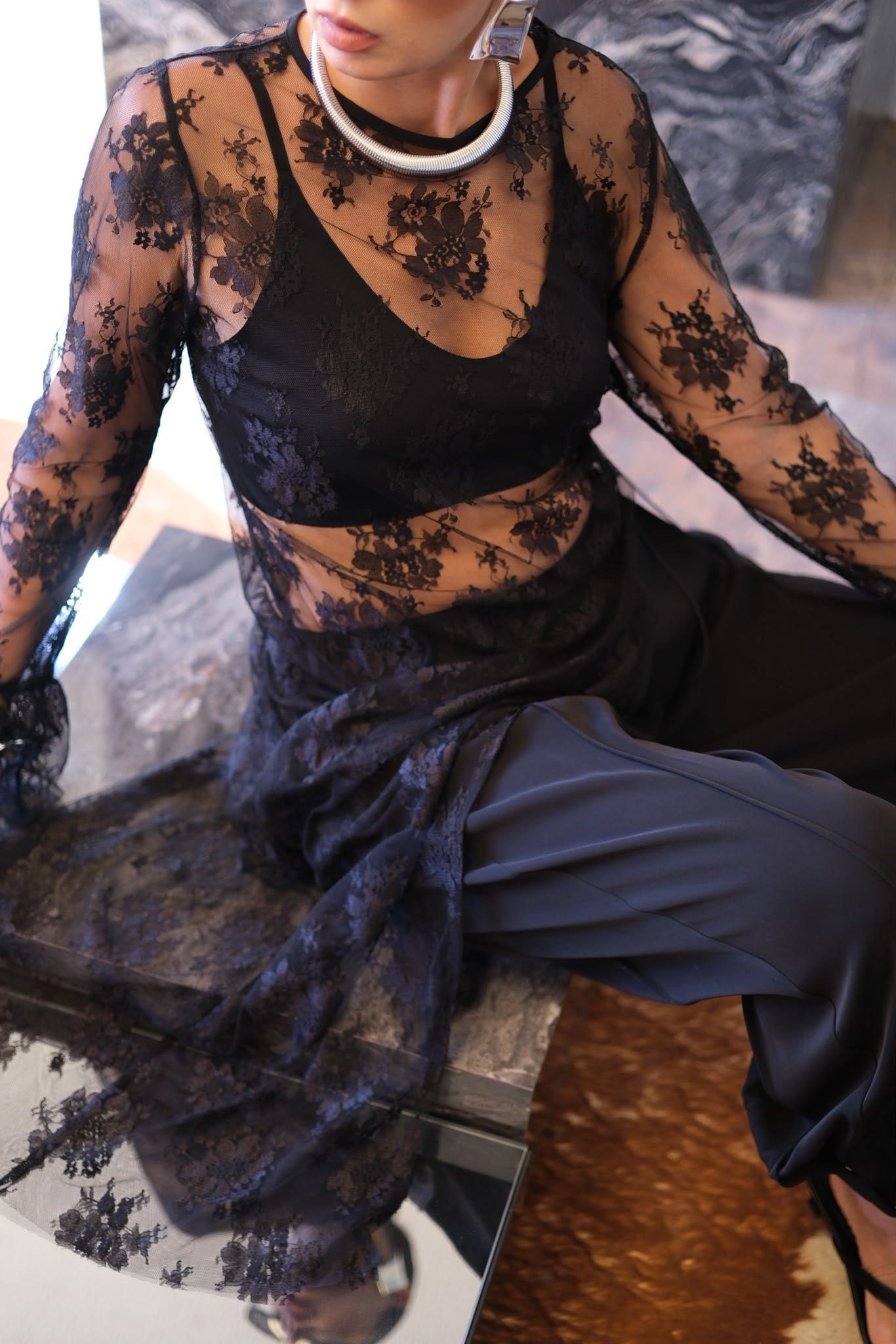 NOİR LACE DANTEL SİYAH TUNİK