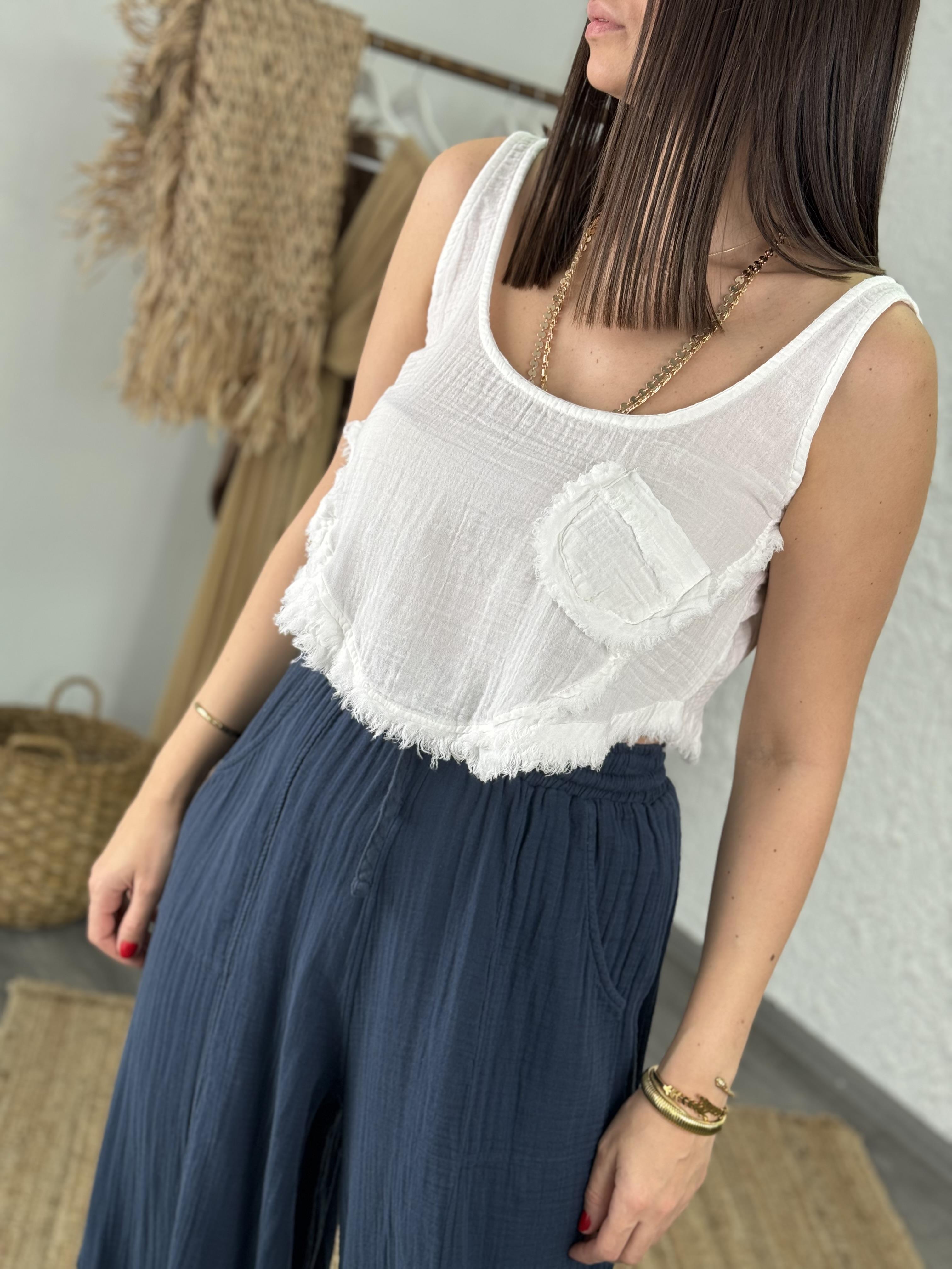 OLA BEYAZ MÜSLİN BLUZ