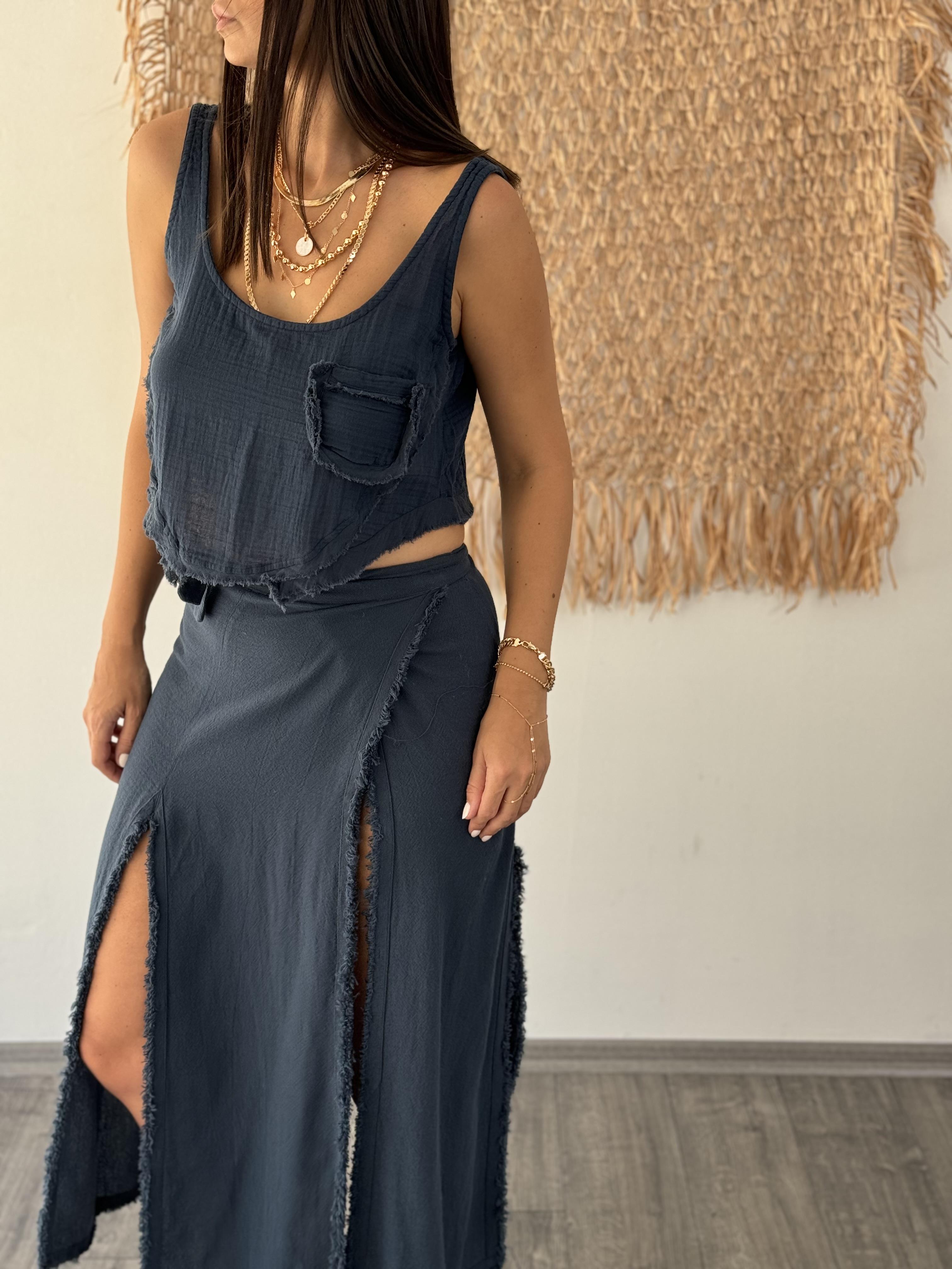 OLA PETROL MÜSLİN BLUZ