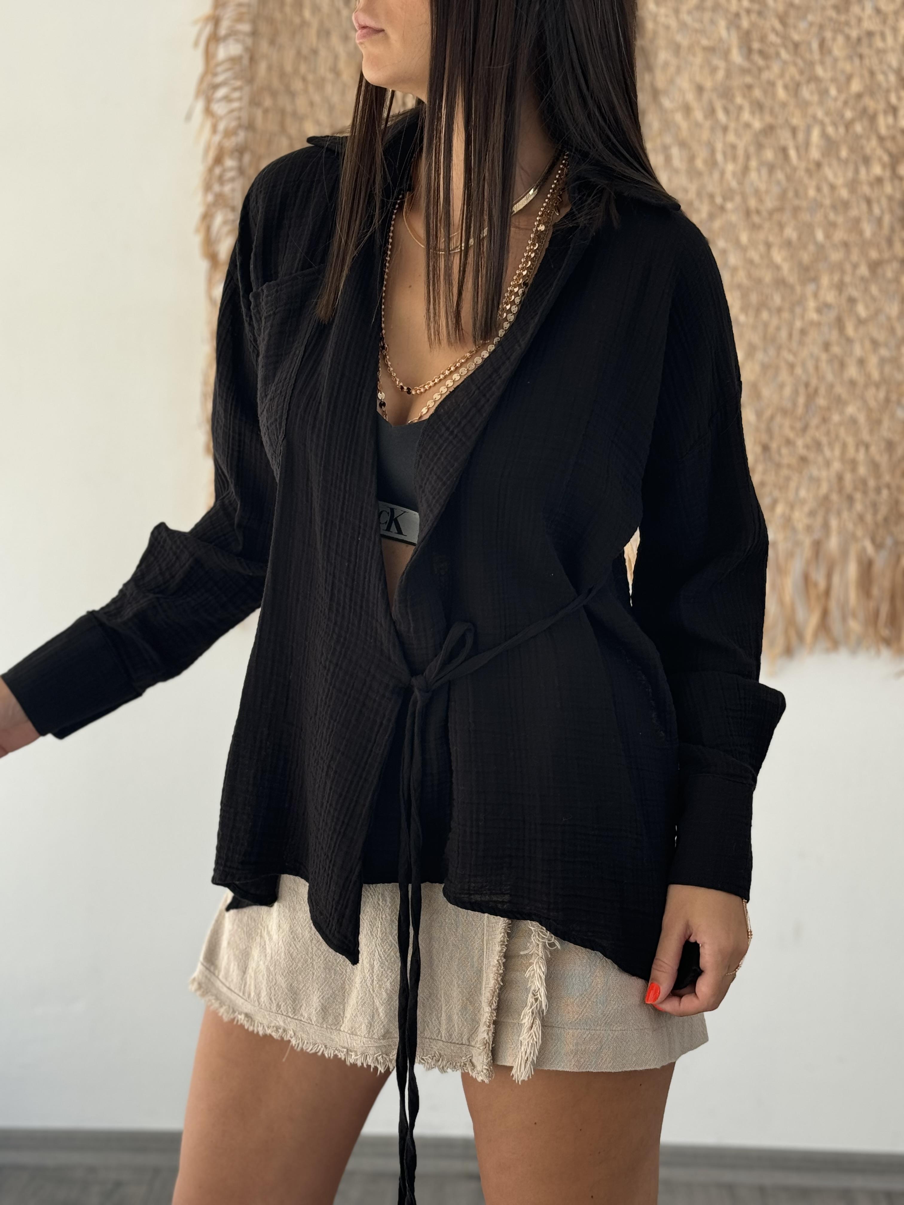 OSEMA SİYAH GÖMLEK BLUZ