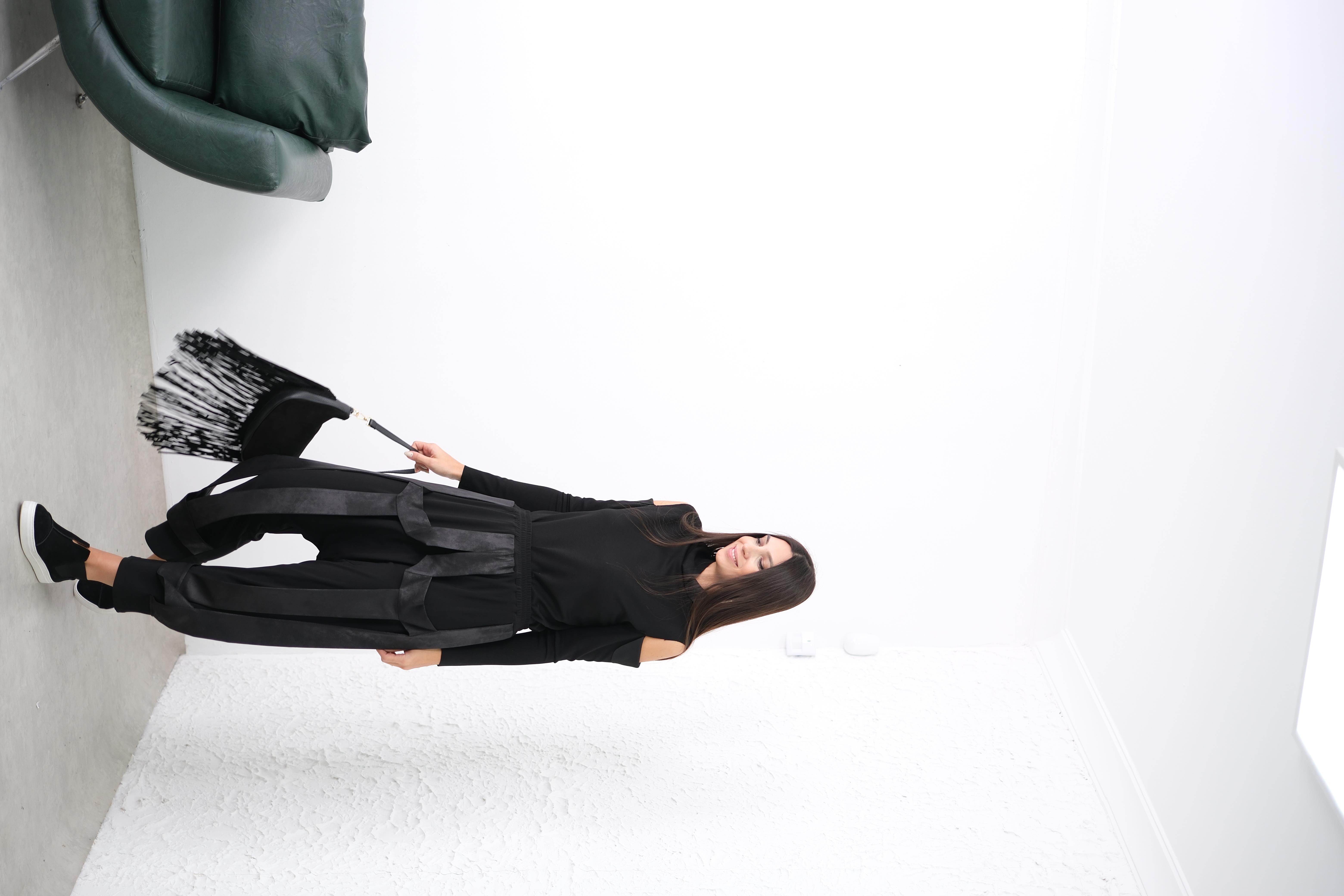 OSTA DERİ DETAYLI ŞALVAR PANTOLON