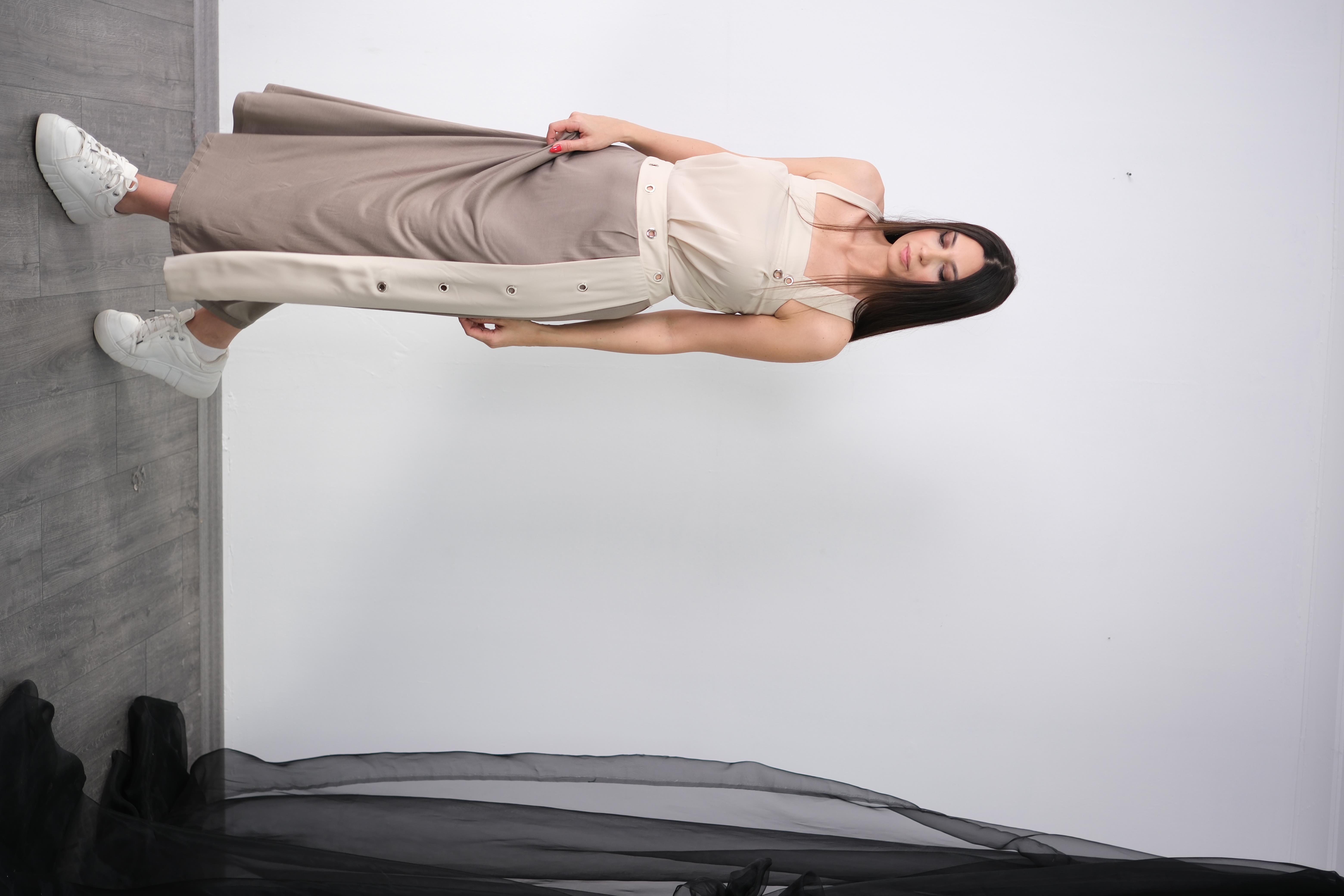 PABLO HAKİ-KREM ELBİSE