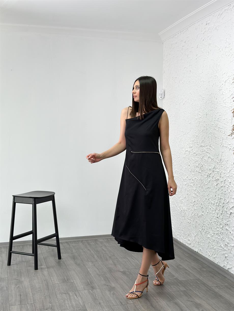 PAMKA SİYAH TASARIM ELBİSE