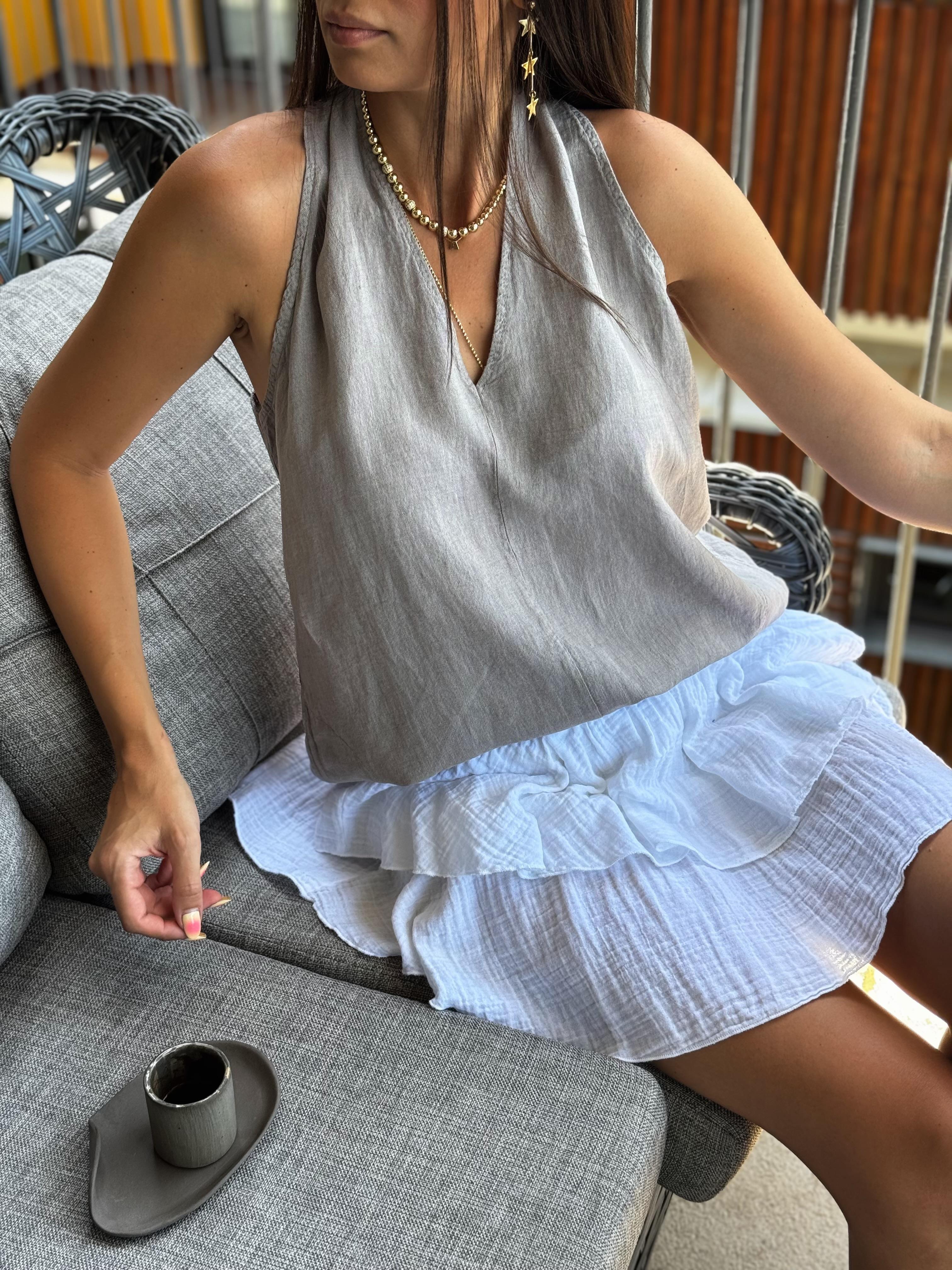 PARTEY V YAKA VİZON BLUZ