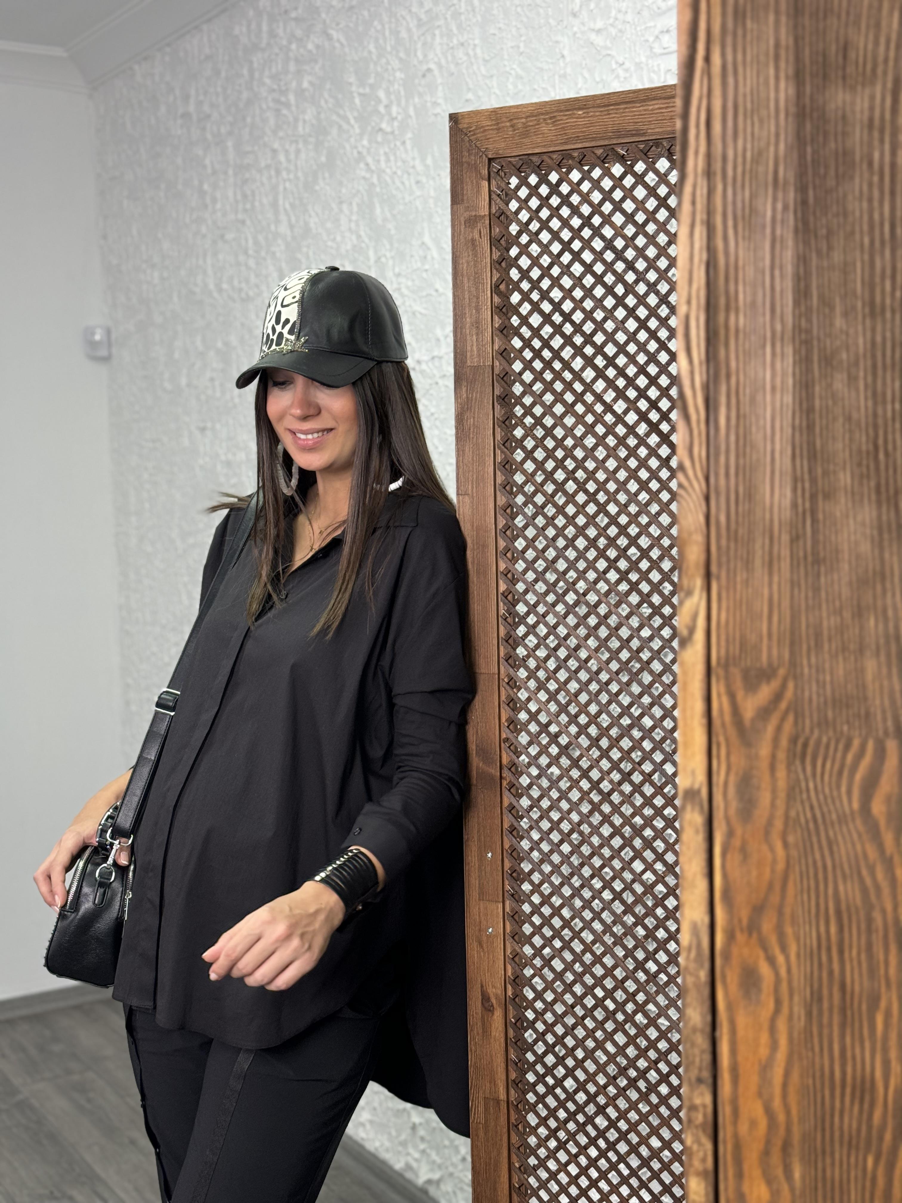 POLA ZEBRA DETAYLI DERİ ŞAPKA