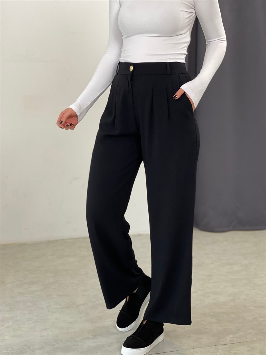 PONTY SİYAH KUMAŞ PANTOLON