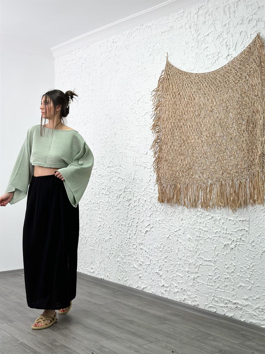 RİCHA BEL BÜZGÜLÜ SİYAH ETEK