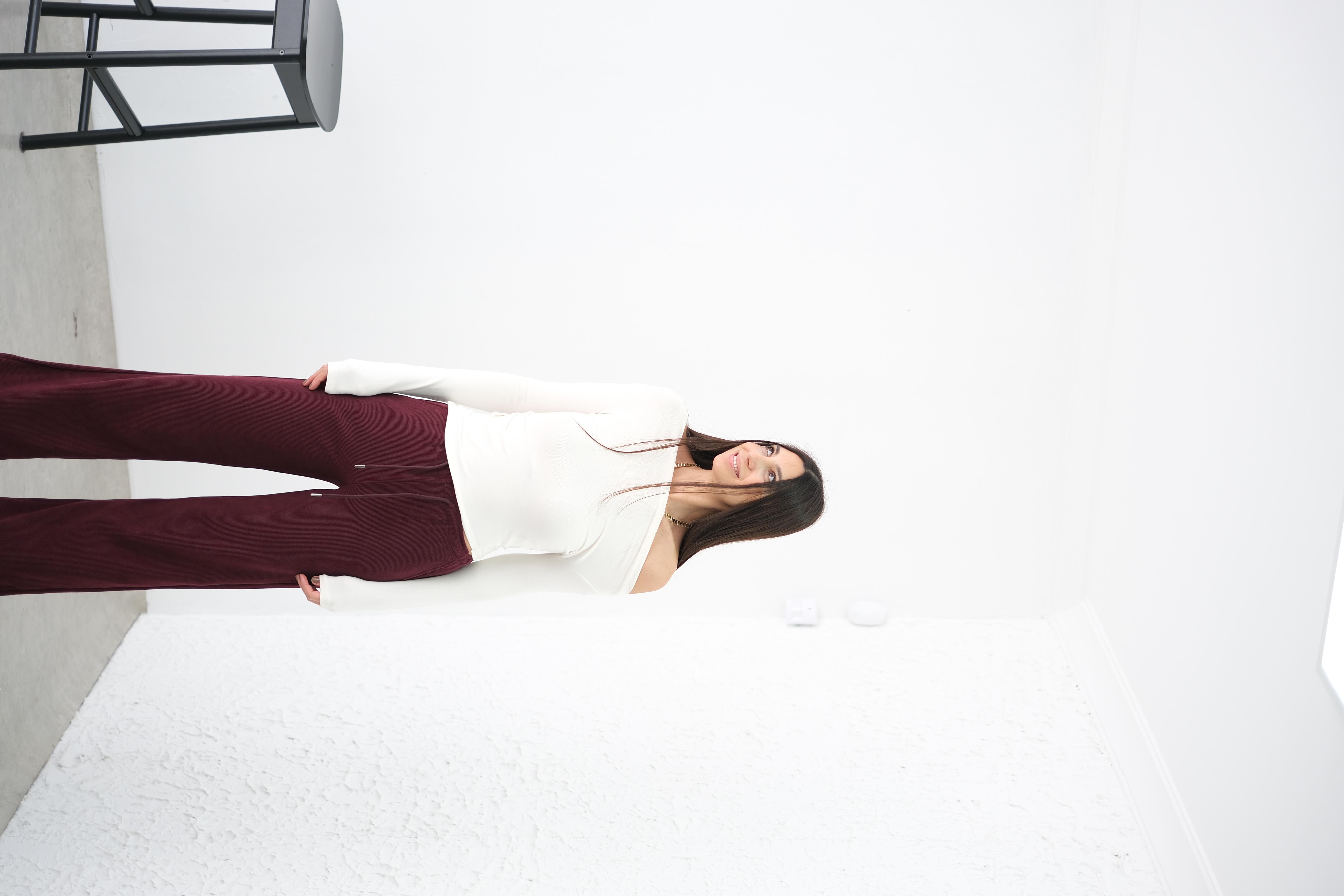 RİNA FİTİLLİ KADİFE BORDO PANTOLON
