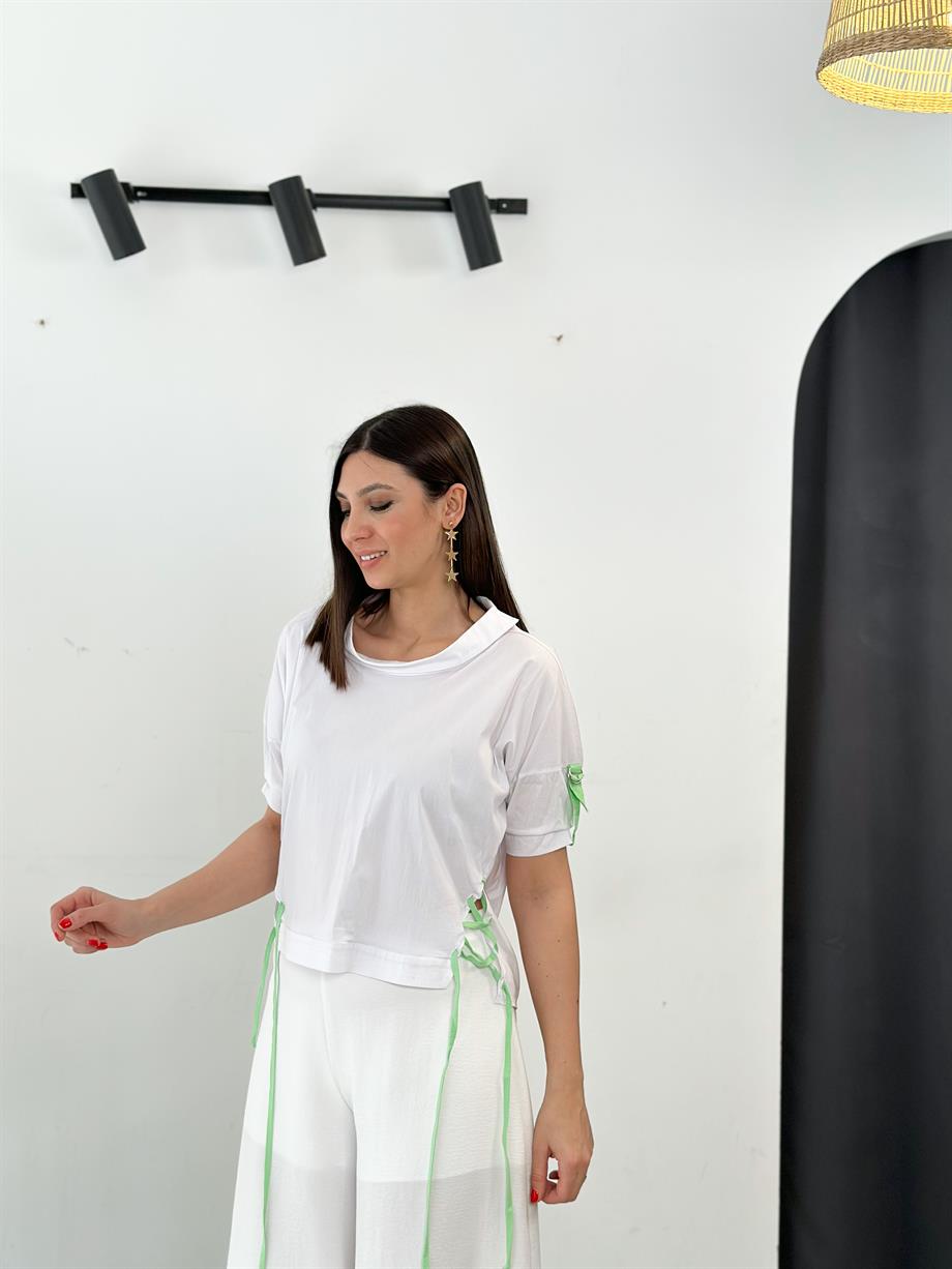 ROE İP DETAYLI BEYAZ BLUZ