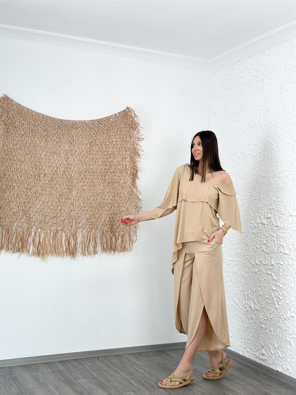 SAN POLO YIRTMAÇLI CAMEL PANTOLON
