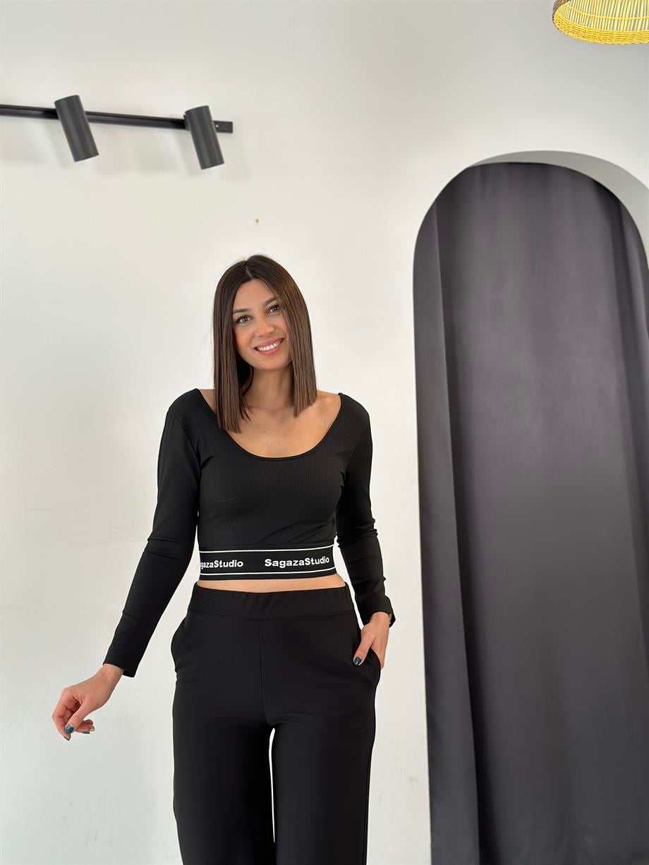 SELSA SİYAH BANTLI CROP