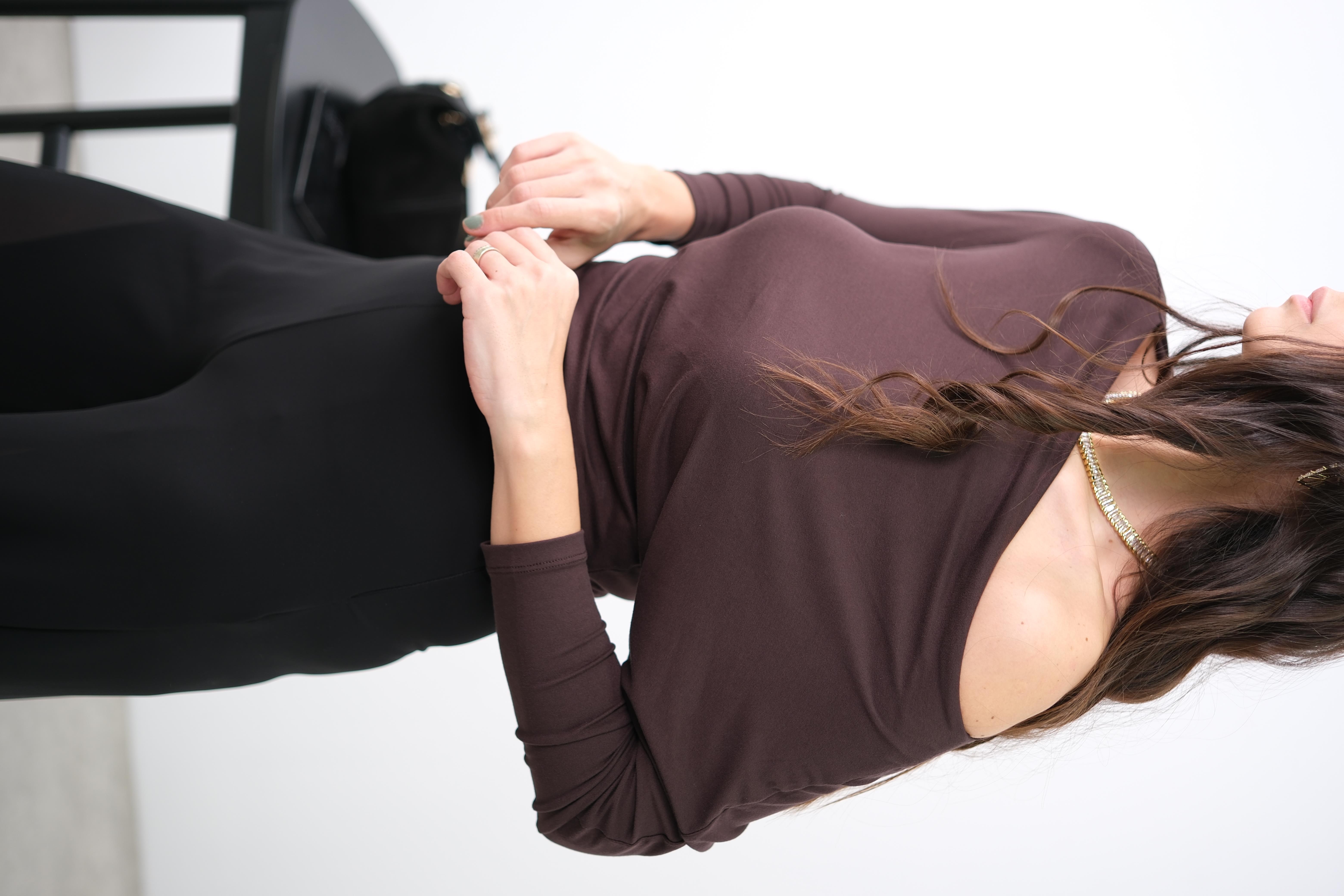 SENLY TEK OMUZ KAHVE BLUZ