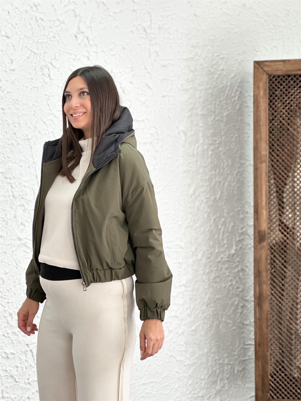 SERENA HAKİ BASKILI KISA MONT