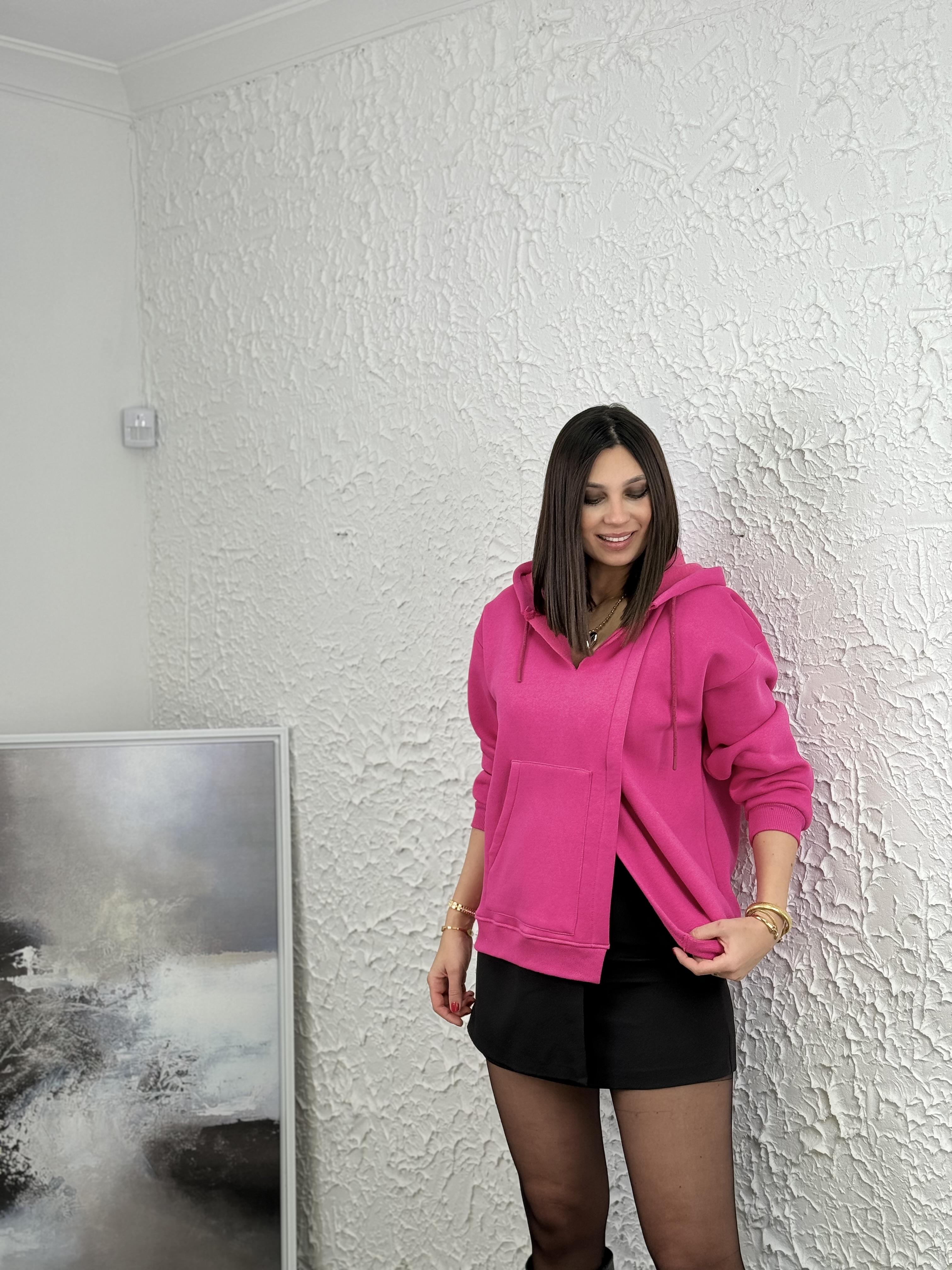 SİNA ASİMETRİK PEMBE SWEAT