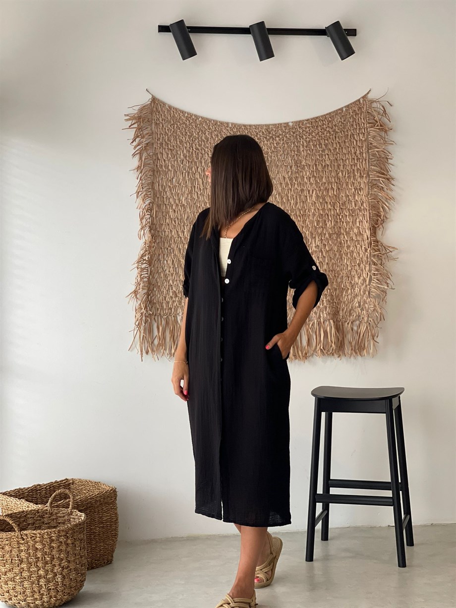 SUYETO SİYAH  KAFTAN ELBİSE