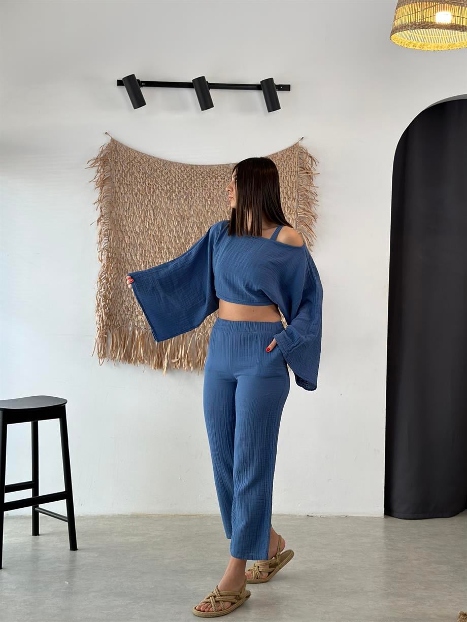 TARO İNDİGO MÜSLİN PANTOLON