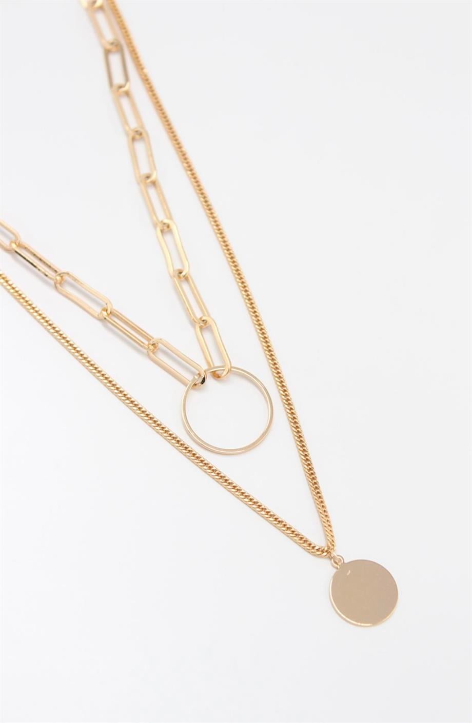 TASLE İKİLİ HALKA KOLYE