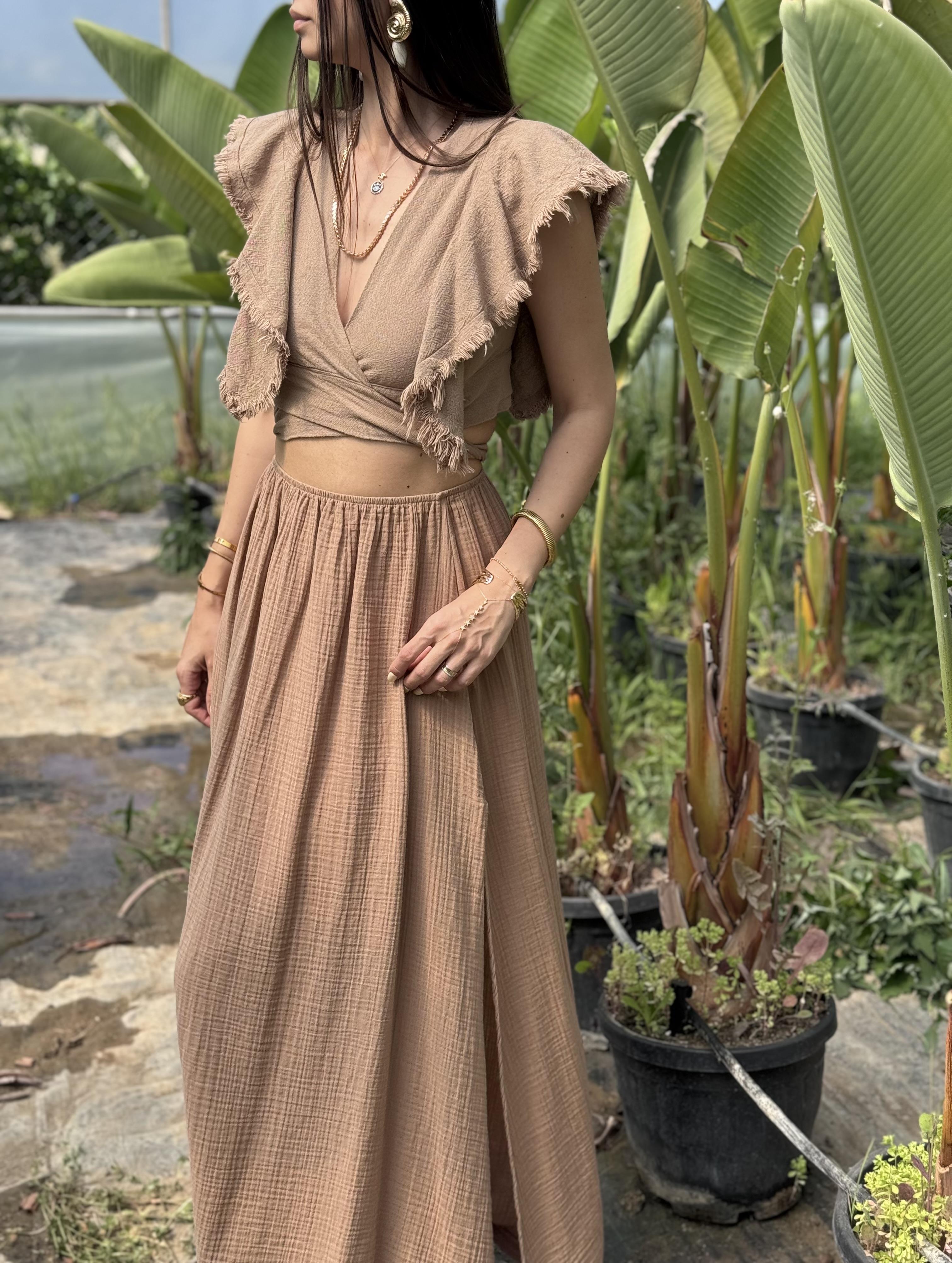 UMA BAĞLAMALI BİSKÜVİ YELEK BLUZ