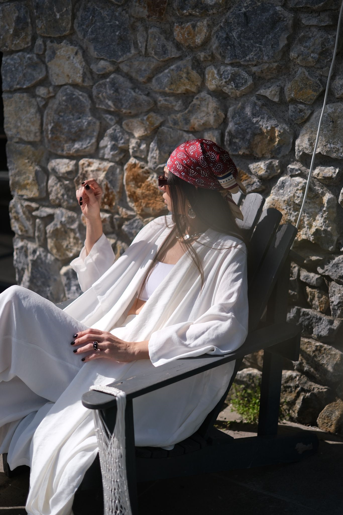 URBAN SİLK KOLYELİ BEYAZ KAFTAN