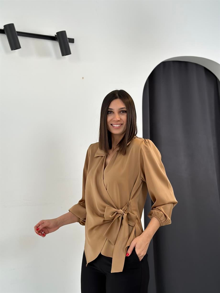 VİONA KRUVAZE CAMEL BLUZ