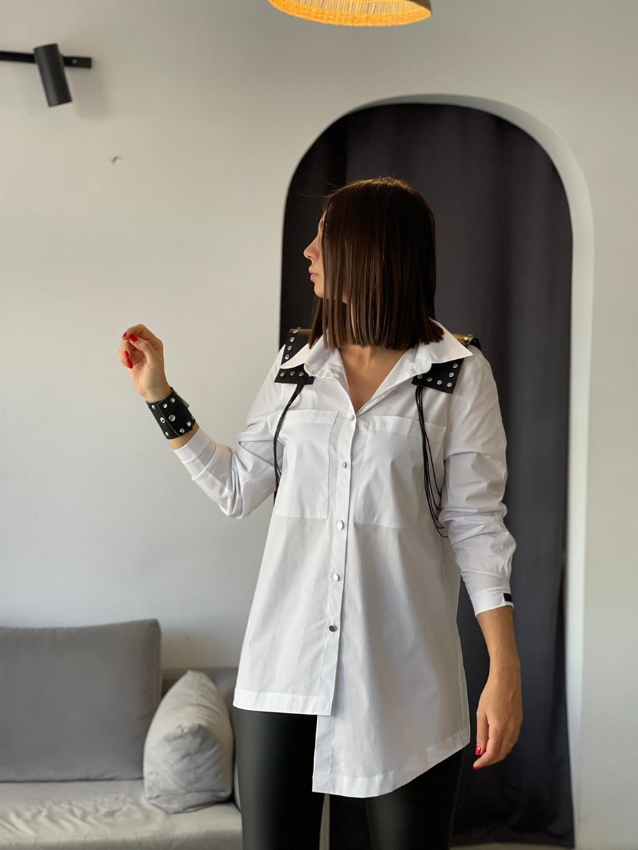 WİNX BEYAZ ASİMETRİK GÖMLEK