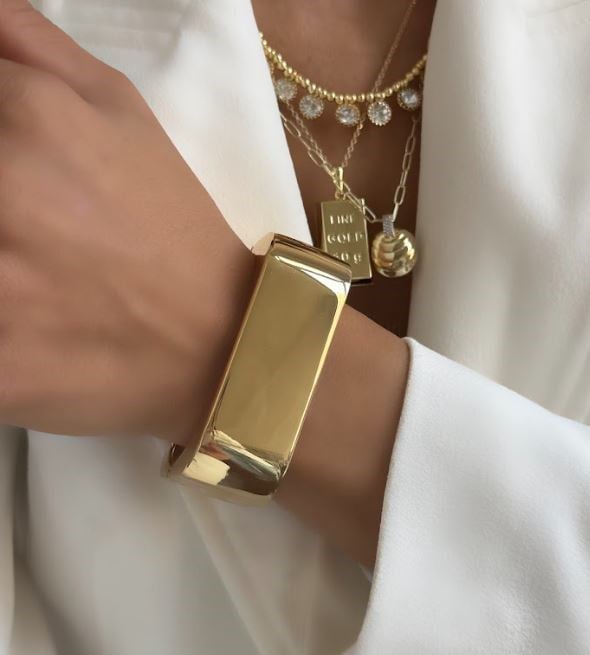 ZEA PARLAK GOLD KELEPÇE BİLEKLİK