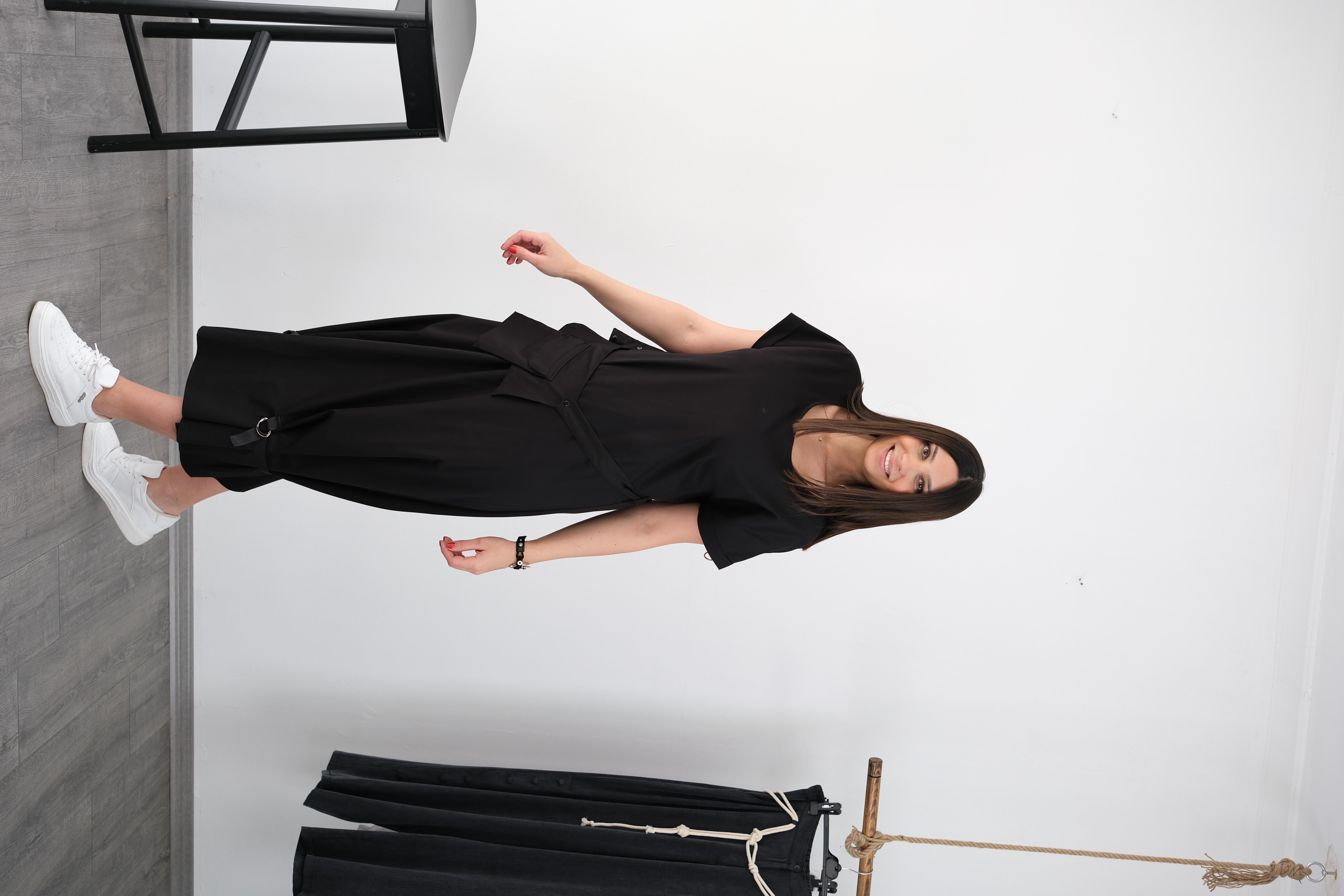 AGİOS SİYAH TASARIM ELBİSE